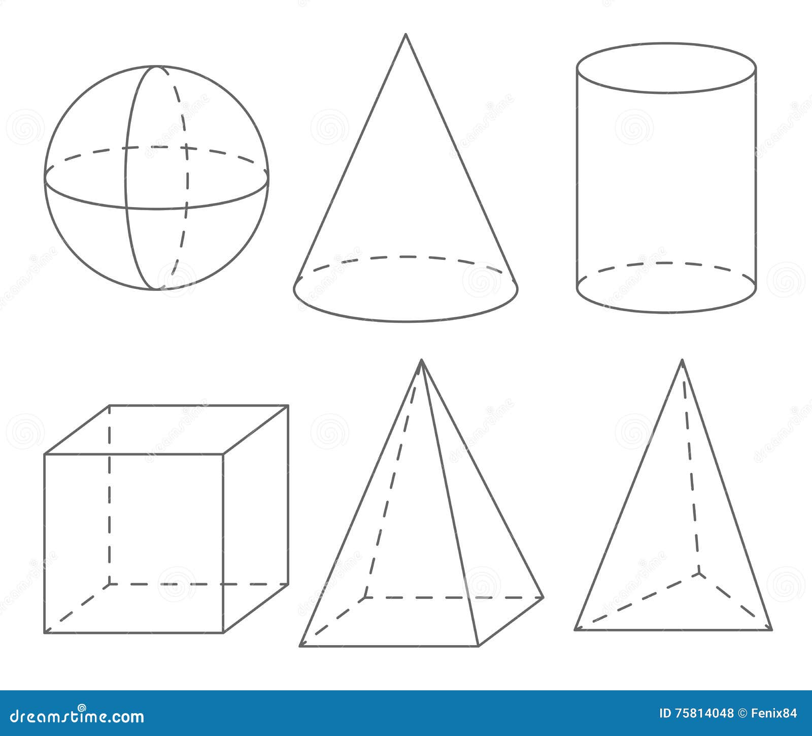 volume geometric s: sphere, cone, cylinder, cube, pyramid.