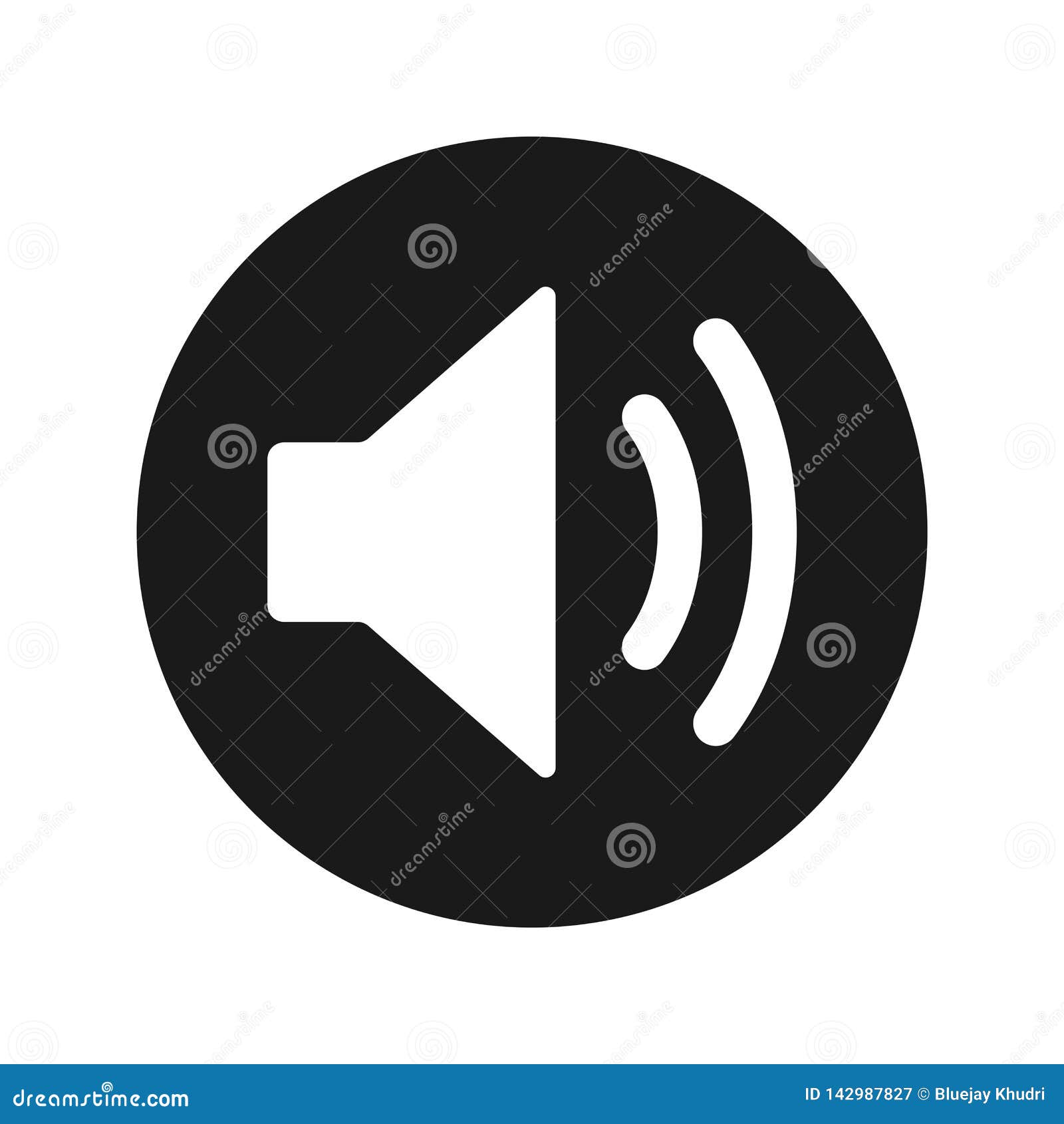 volume speaker icon flat black round button  