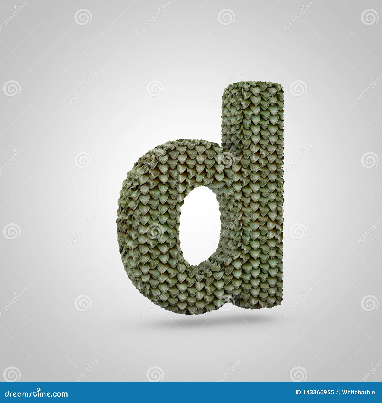 Volumetric Dragon Skin Lowercase Letter D On White Background Stock ...