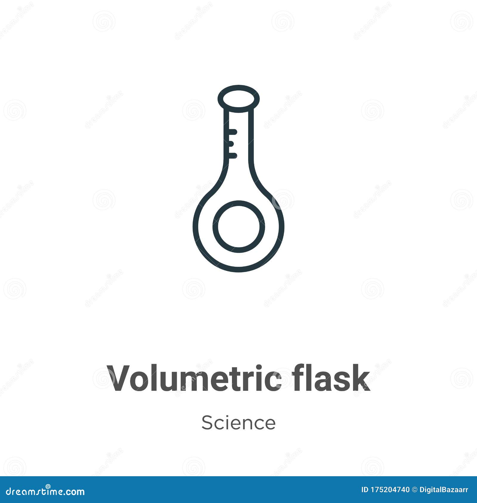 Volumetric Flask Outline Vector Icon. Thin Line Black Volumetric Flask