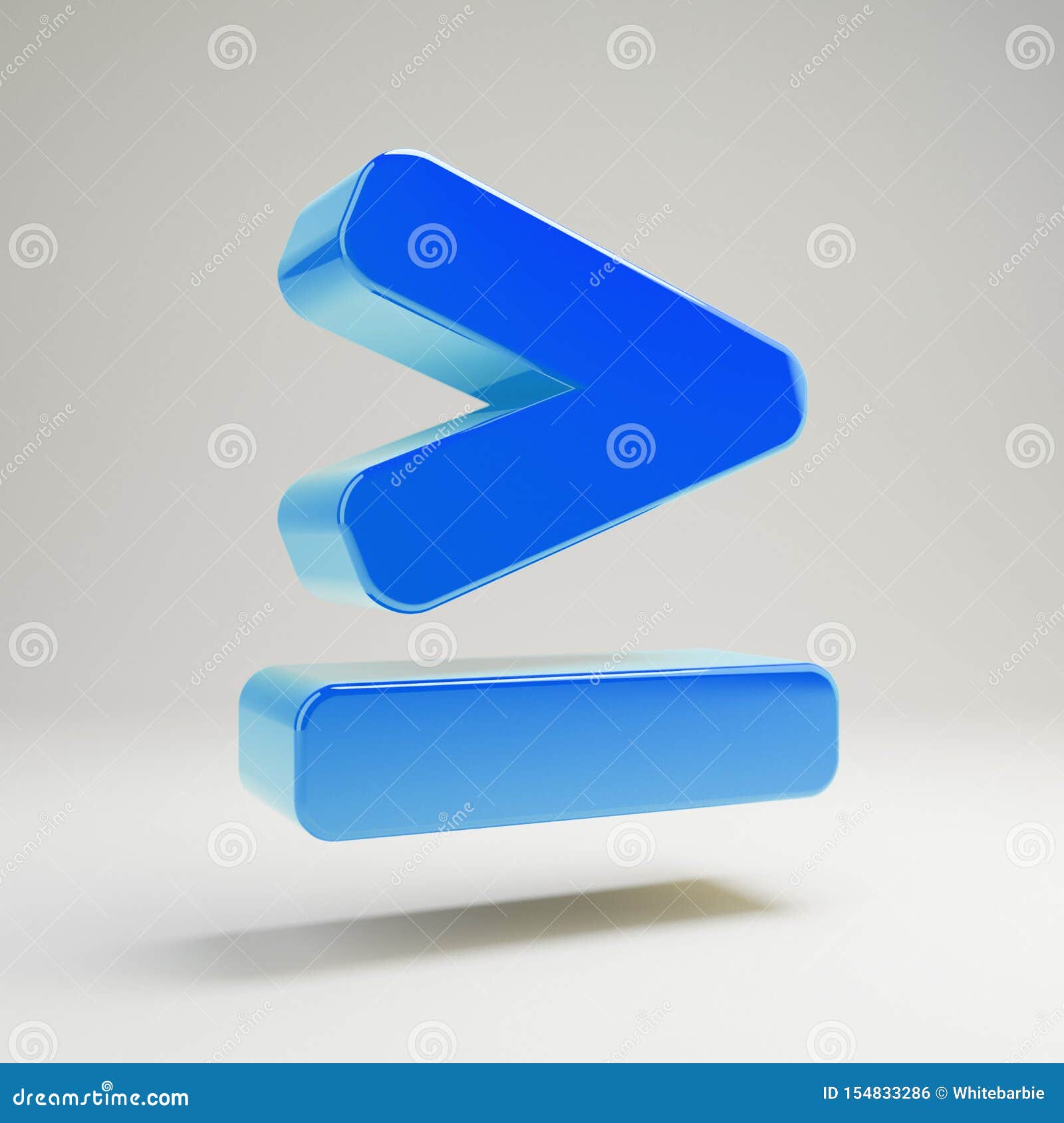 Volumetric Glossy Blue Greater Than Equals Icon Isolated on White