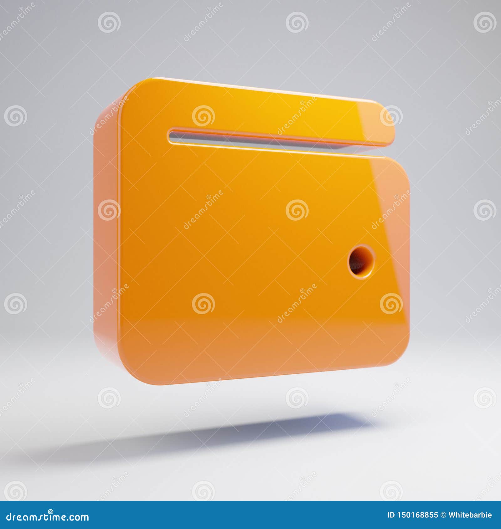 Volumetric Glossy Hot Orange Wallet Icon Isolated on White Background ...