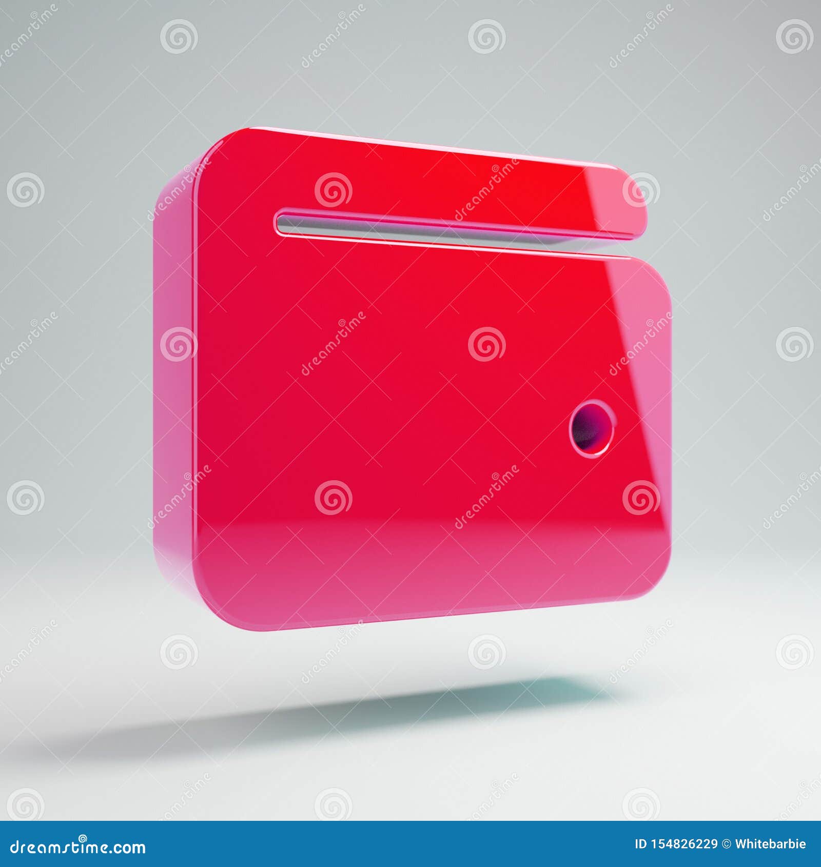 Volumetric Glossy Hot Pink Wallet Icon Isolated On White Background Stock Illustration ...