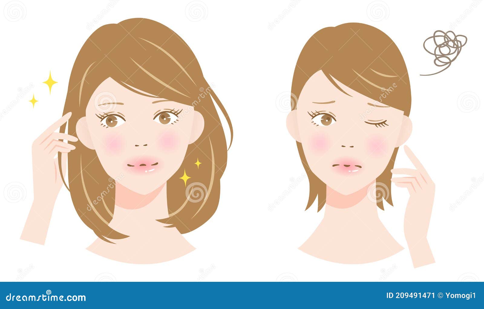 Voluming and Thin Hair Woman Illustration. Hair Care and Beauty Concept  Stock Vector - Illustration of smooth, loss: 209491471