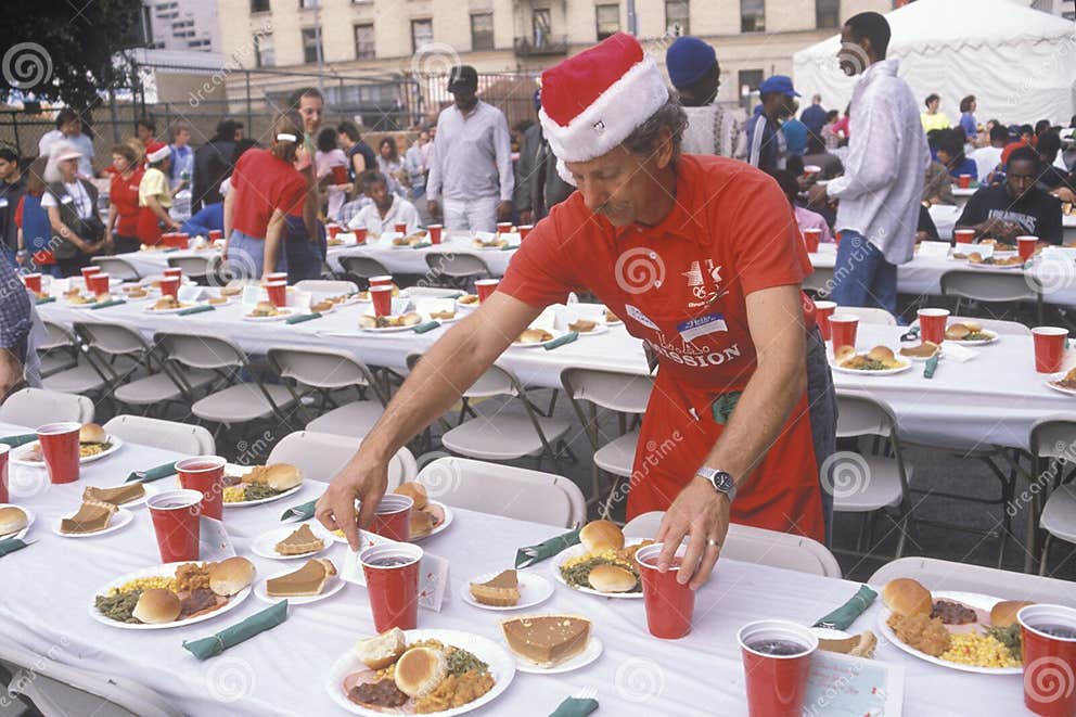 Volunteer at Christmas Dinner for the Homeless Editorial Photo Image