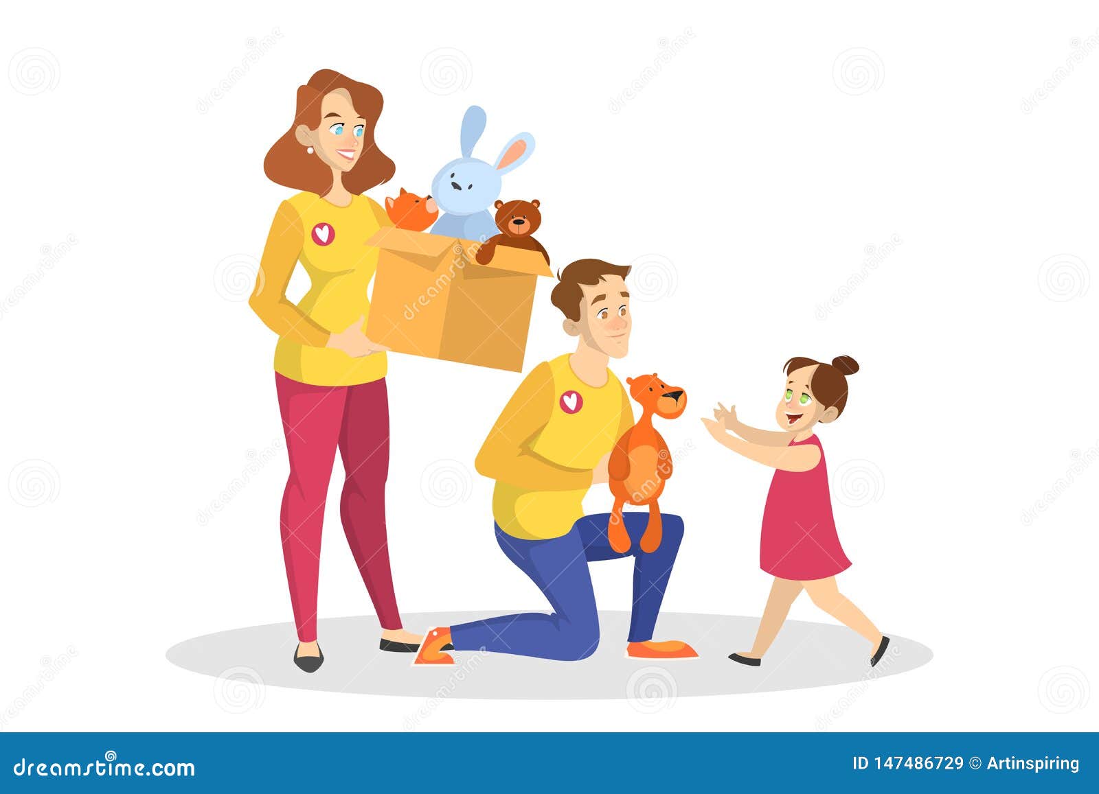 Volunteer Holding Box with Toys for Children. Idea of Charity Stock Vector  - Illustration of isolated, cartoon: 147486729