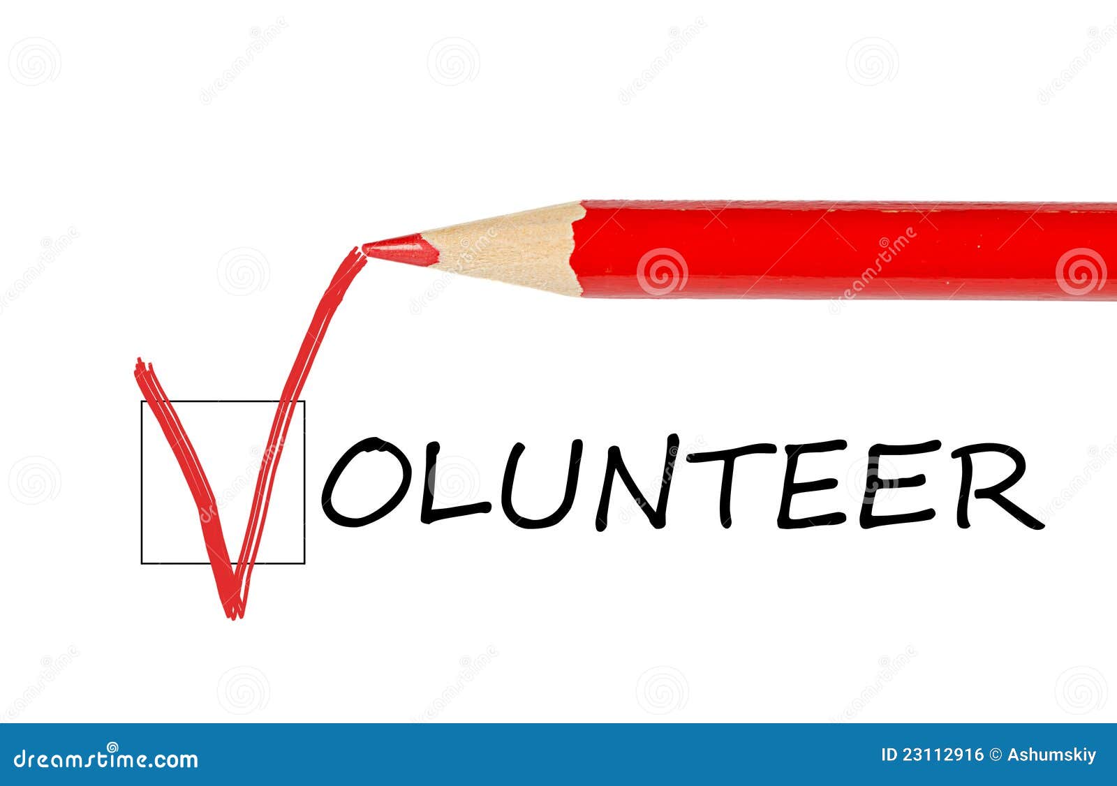 volunteer message and red pencil