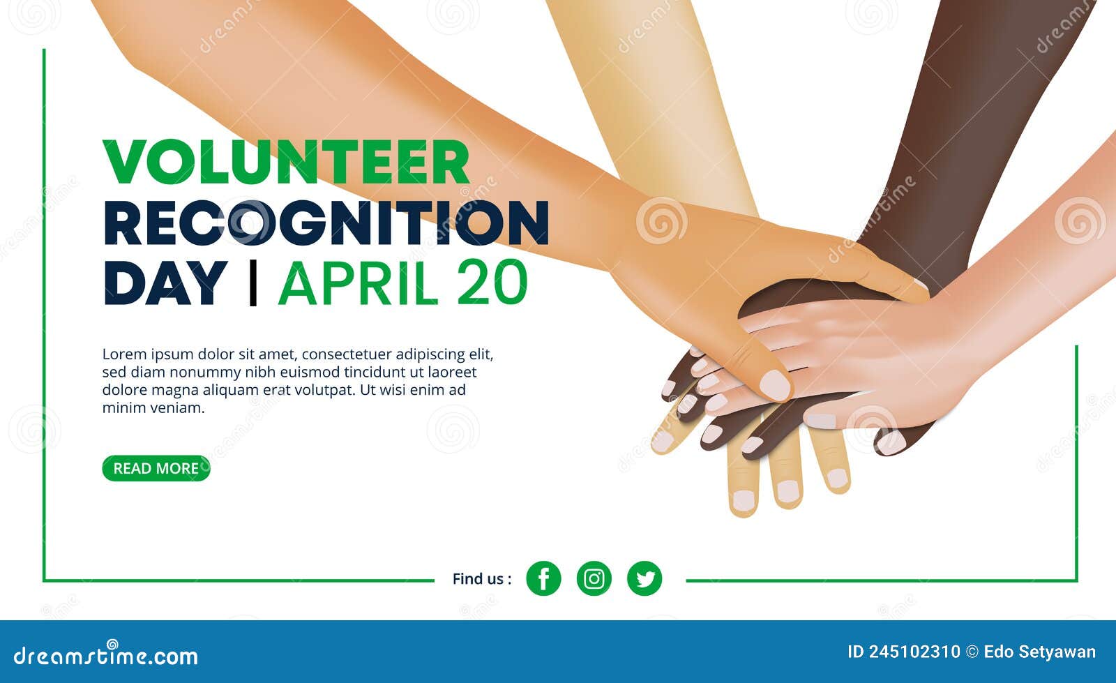 Volunteer Recognition Day Background with Hands of Volunteers are