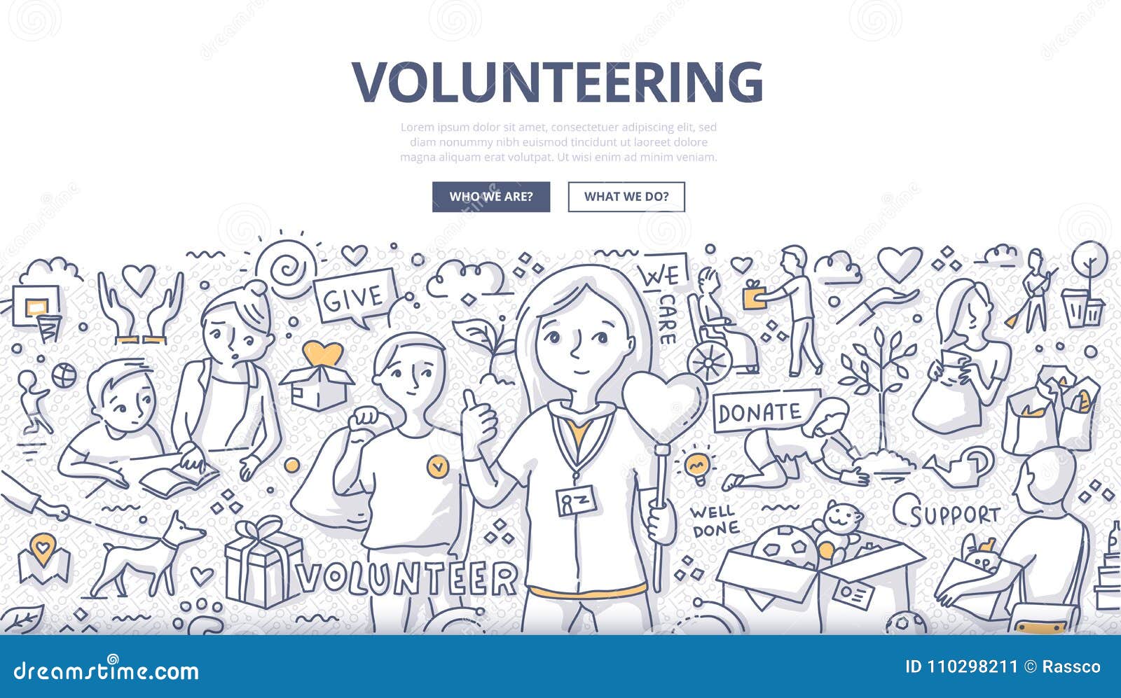 volunteering doodle concept