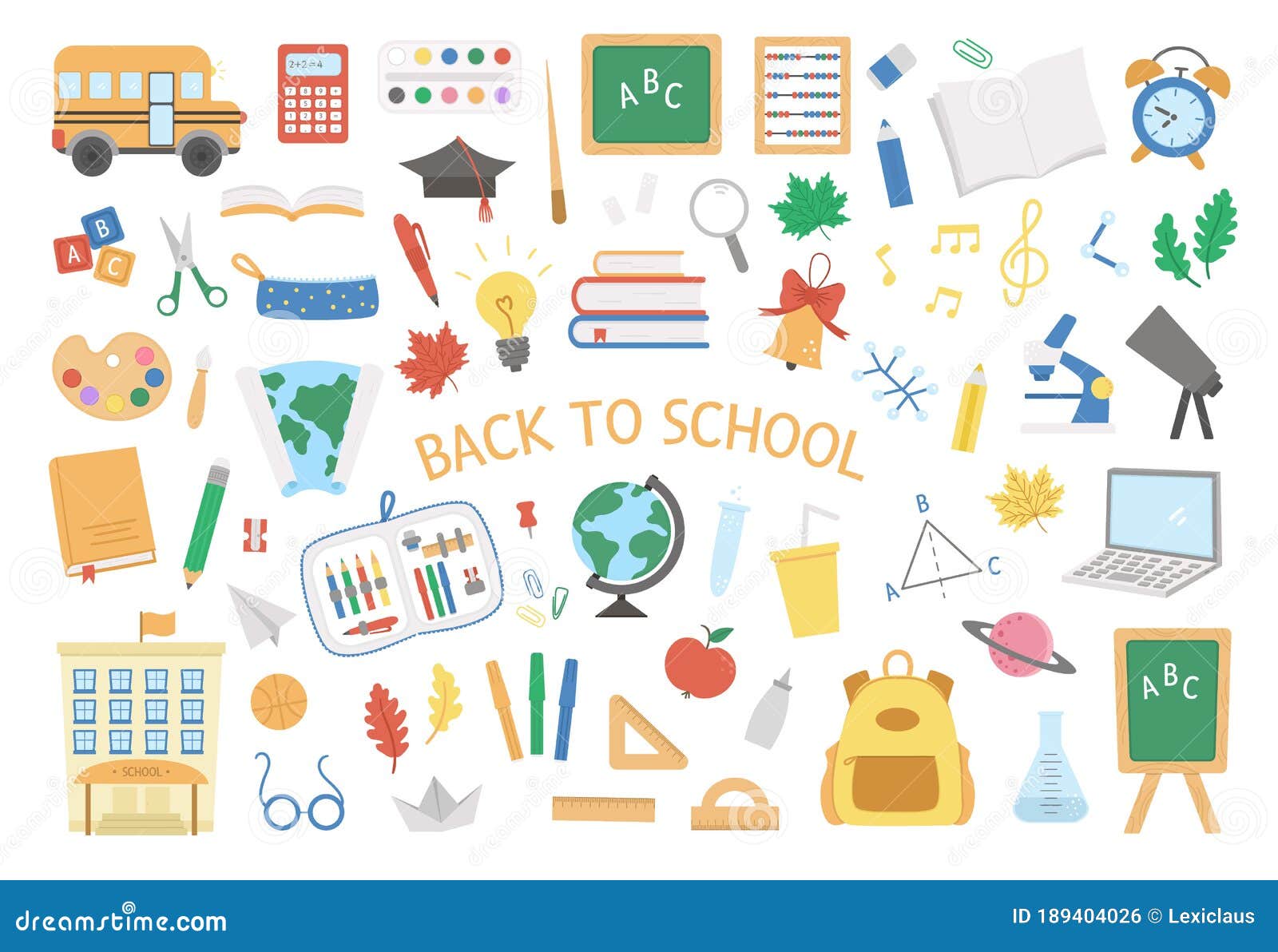 conjunto de útiles escolares. artículos coloridos para la educación.  ilustración de icono de vector. 8032600 Vector en Vecteezy