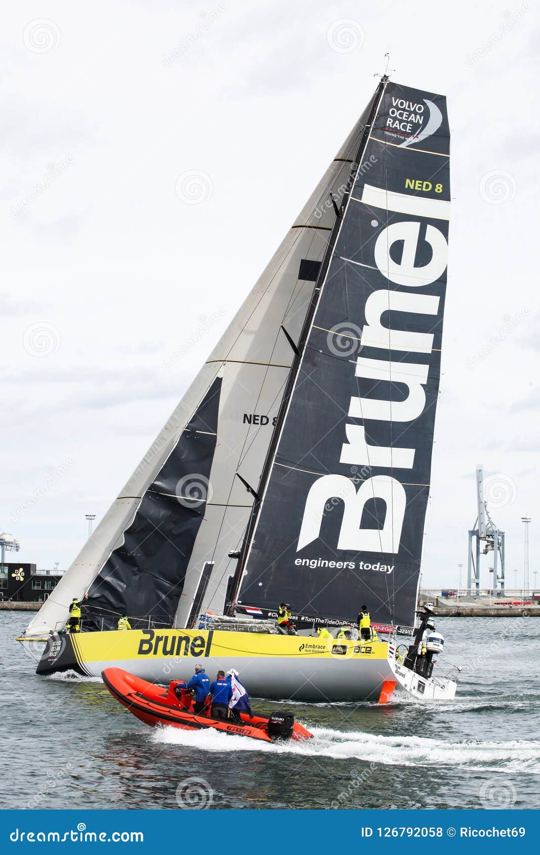 Volvo Ocean Race With The Team Brunel Yacht In The Harbor