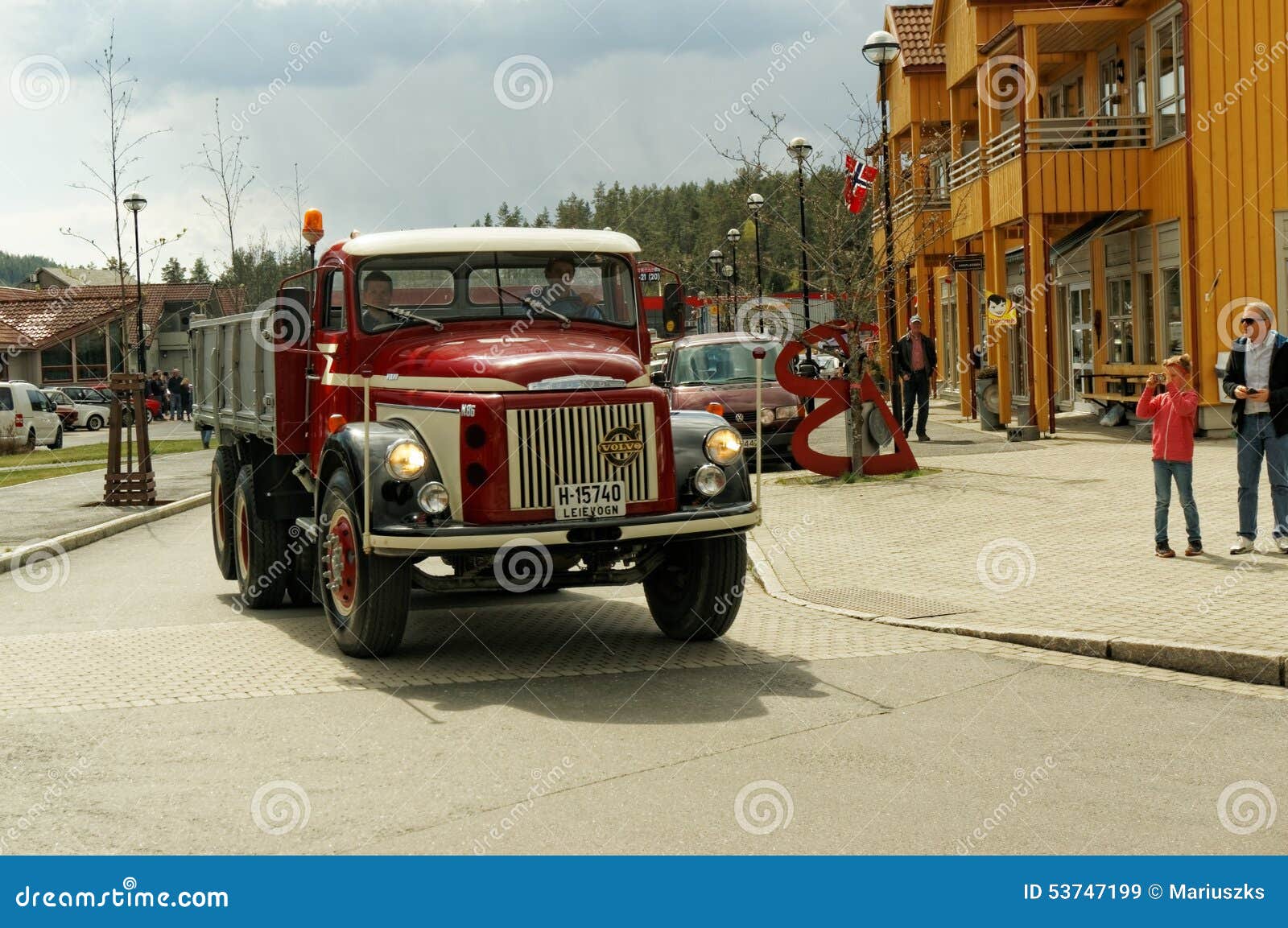 Volvo Truck is creamy red editorial stock image. Image of 
