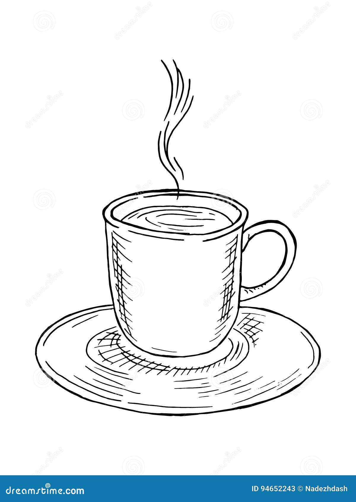 Von Hand Gezeichnete Illustration Mit Einem Tasse Kaffee Oder Einem Tee Vektor Abbildung Illustration Von Tasse Gezeichnete