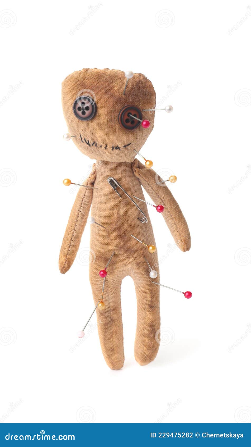 Voodoo Doll with Pins Isolated on White Stock Photo Image of