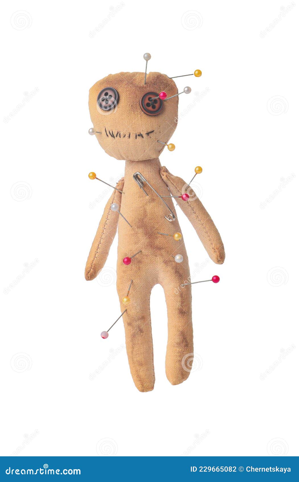 Voodoo Doll with Pins Isolated on White Stock Photo Image of