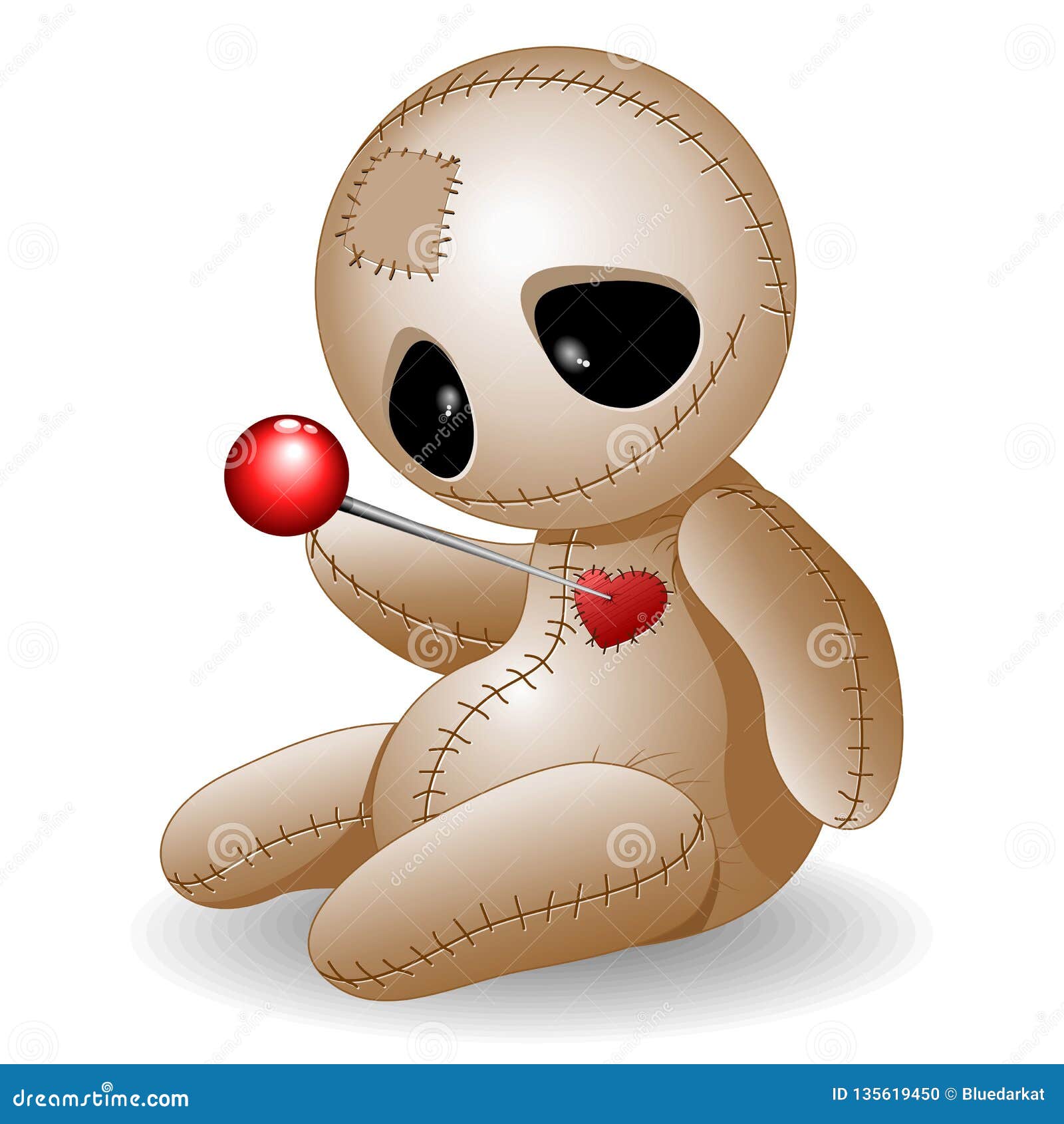 Voodoo Rag Doll in Love Cute Emo Cartoon Character Vector Illustration