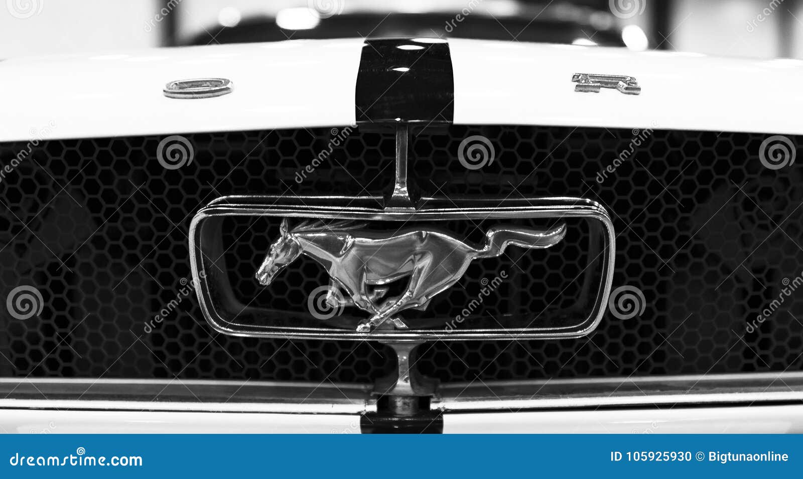 Ford Mustang Pferd Logo auf dem Kühlergrill des klassischen