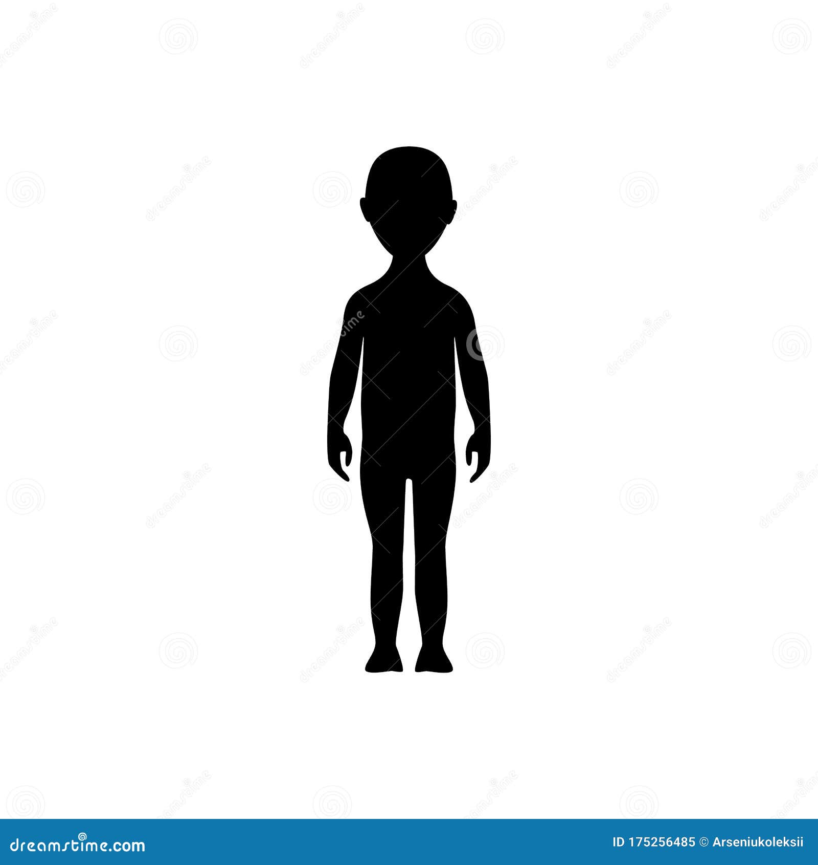 Vorderansicht Kinderkörper Silhouette Vektor Abbildung - Illustration von  kind, mann: 175256485