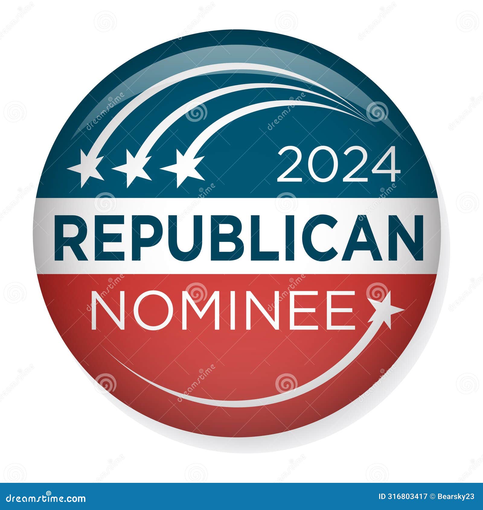 2024 vote republican  with nominee patriotic red white and blue stars and stripes