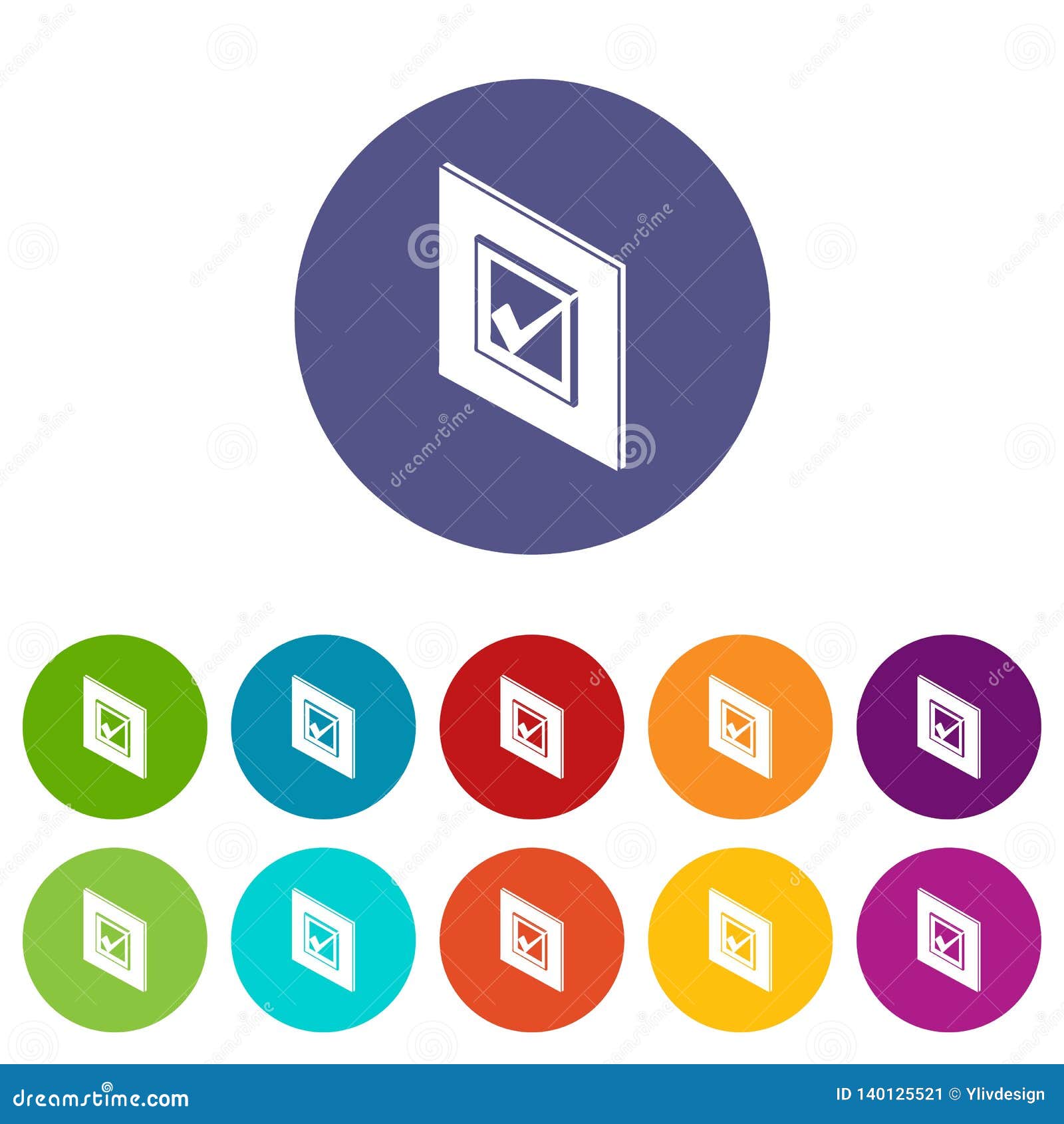 voted sign icons set  color