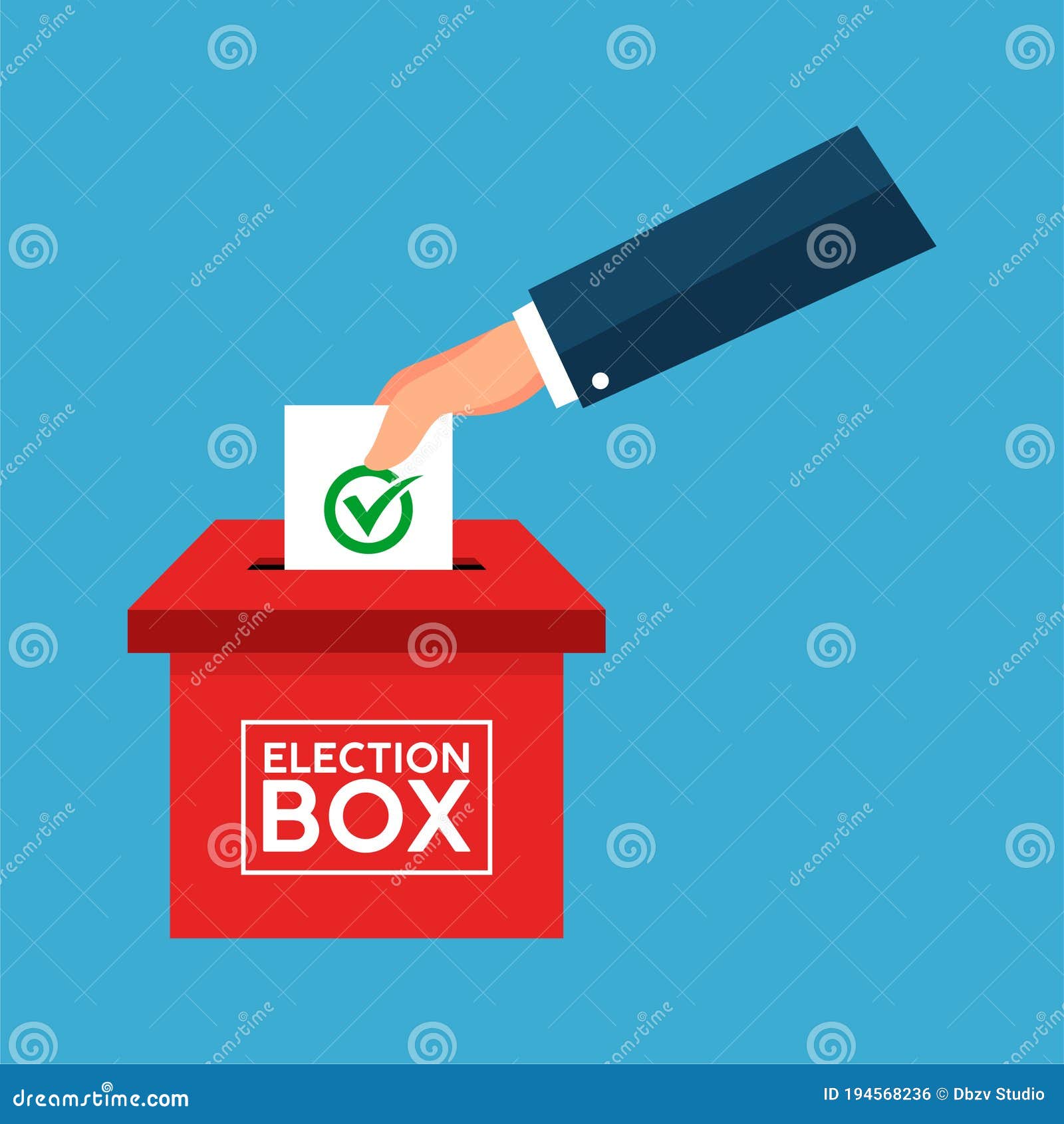 Voting Hand into Election Box on Blue Background. Election Day, Vote for  Democracy Stock Illustration - Illustration of abstract, background:  194568236