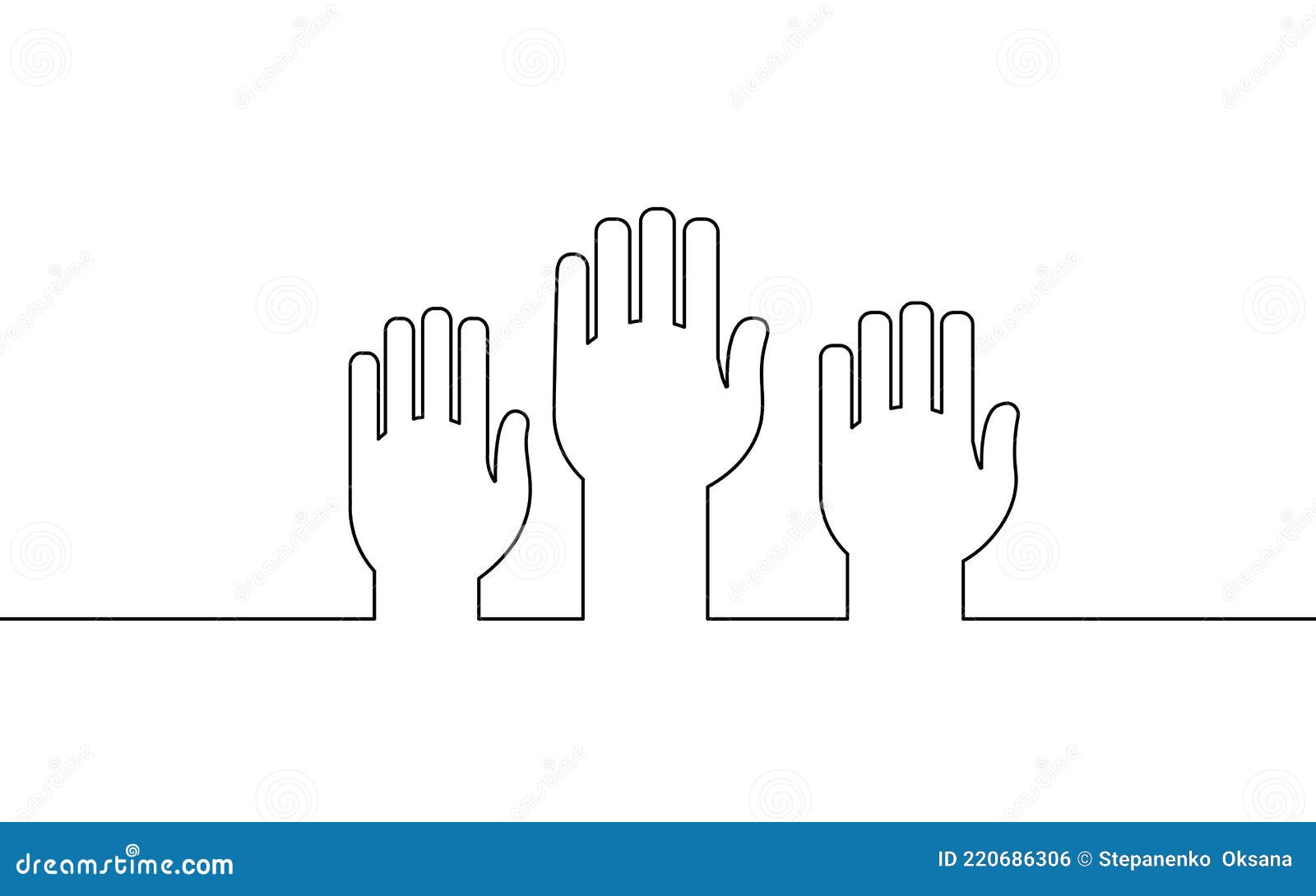 Voting Hands Raising To Sky. One Continuous Line Art Vote Online. Election  Day Volunteer Meeting Demoncracy Stock Vector - Illustration of hand,  white: 220686306