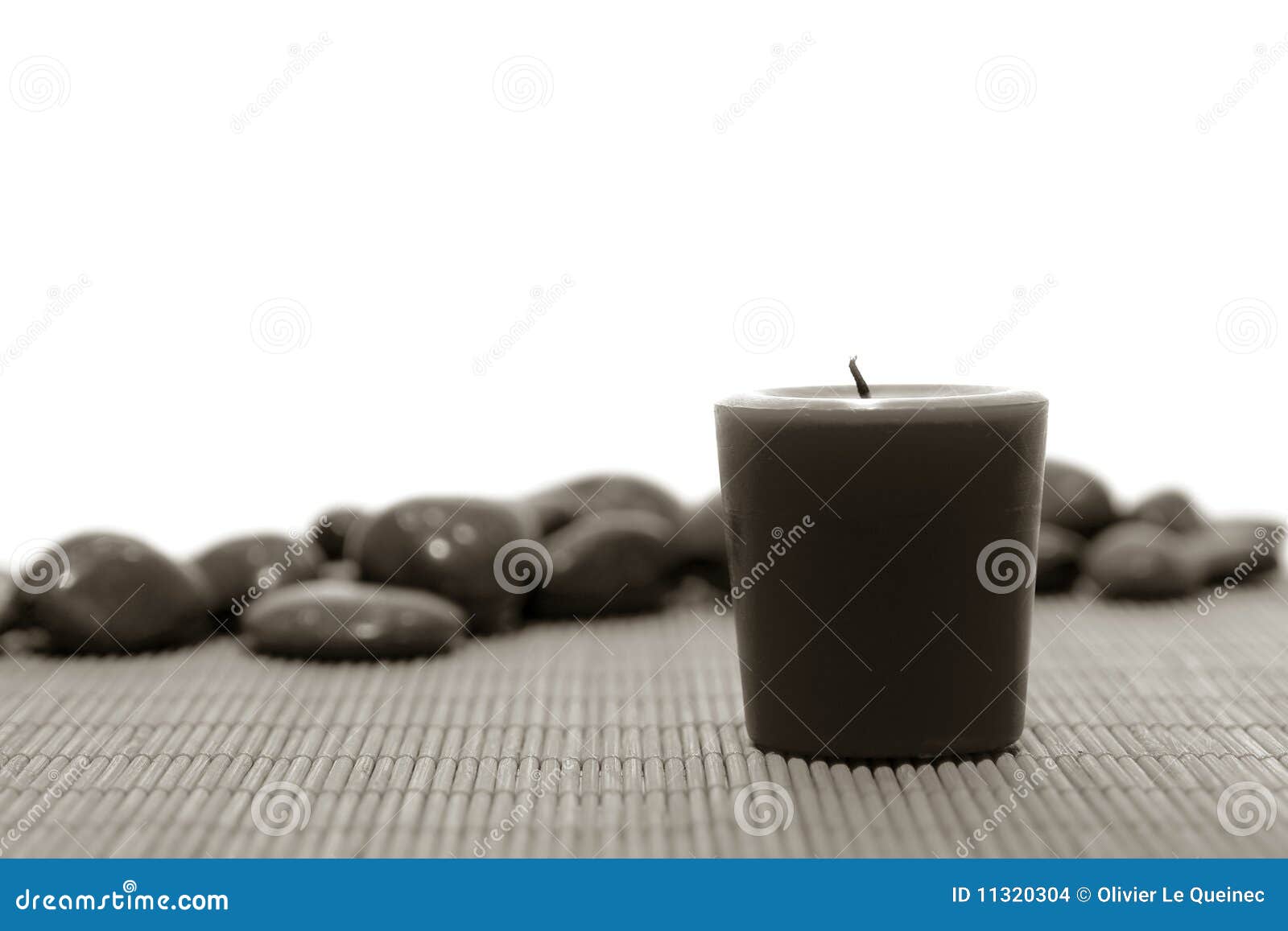 Votive Wax Candle and Pebbles in Spa Stock Photo Image of sepia
