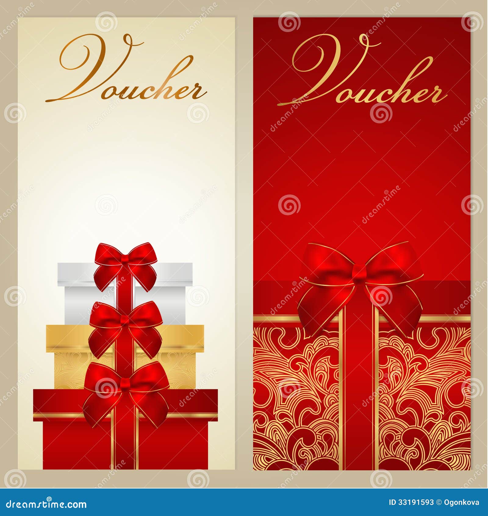 Voucher, Gift Certificate, Coupon. Boxes, Bow Stock Vector Pertaining To Free Christmas Gift Certificate Templates