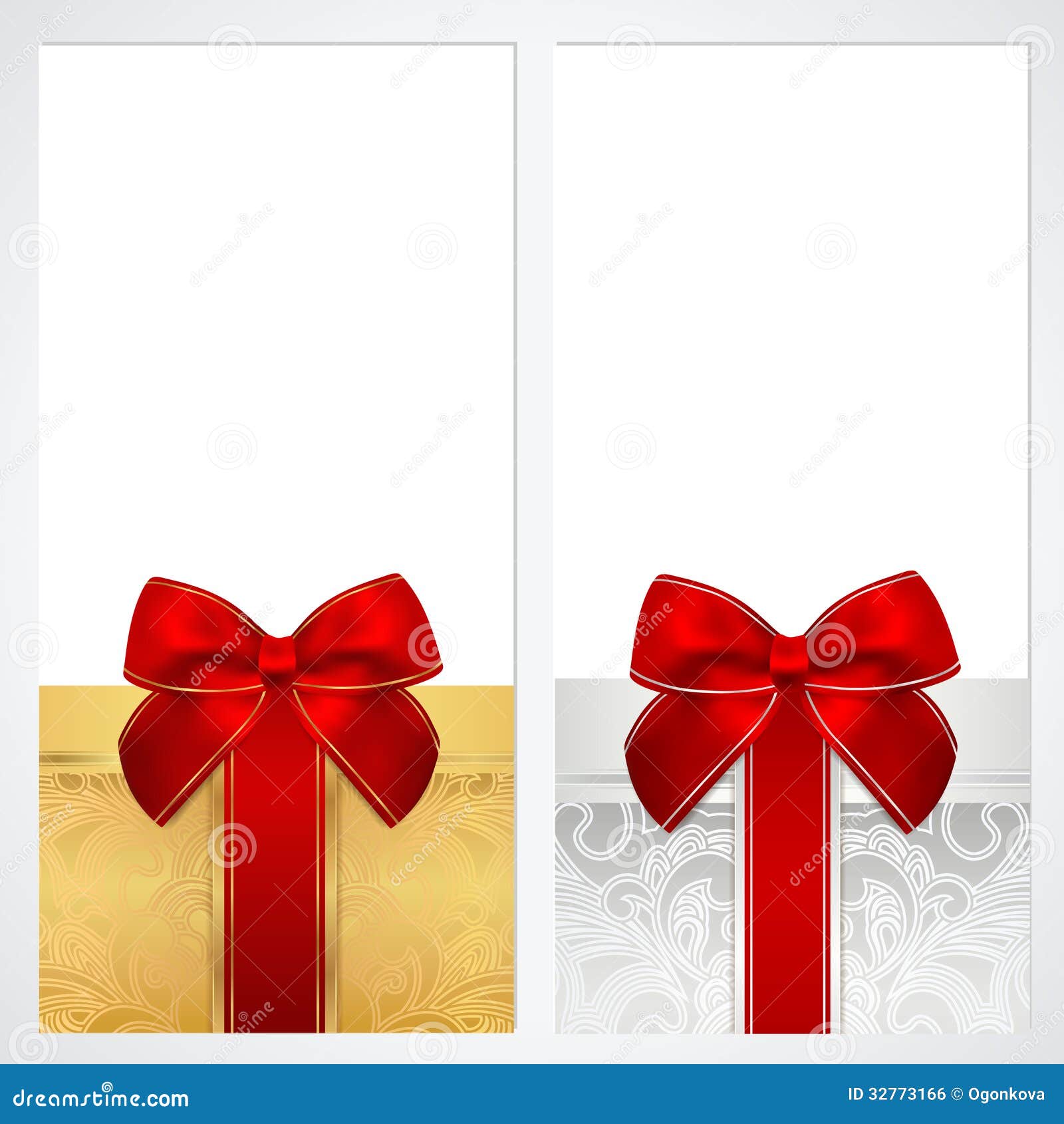 Present Red ribbon and a bow - Gift Card, Gift voucher template