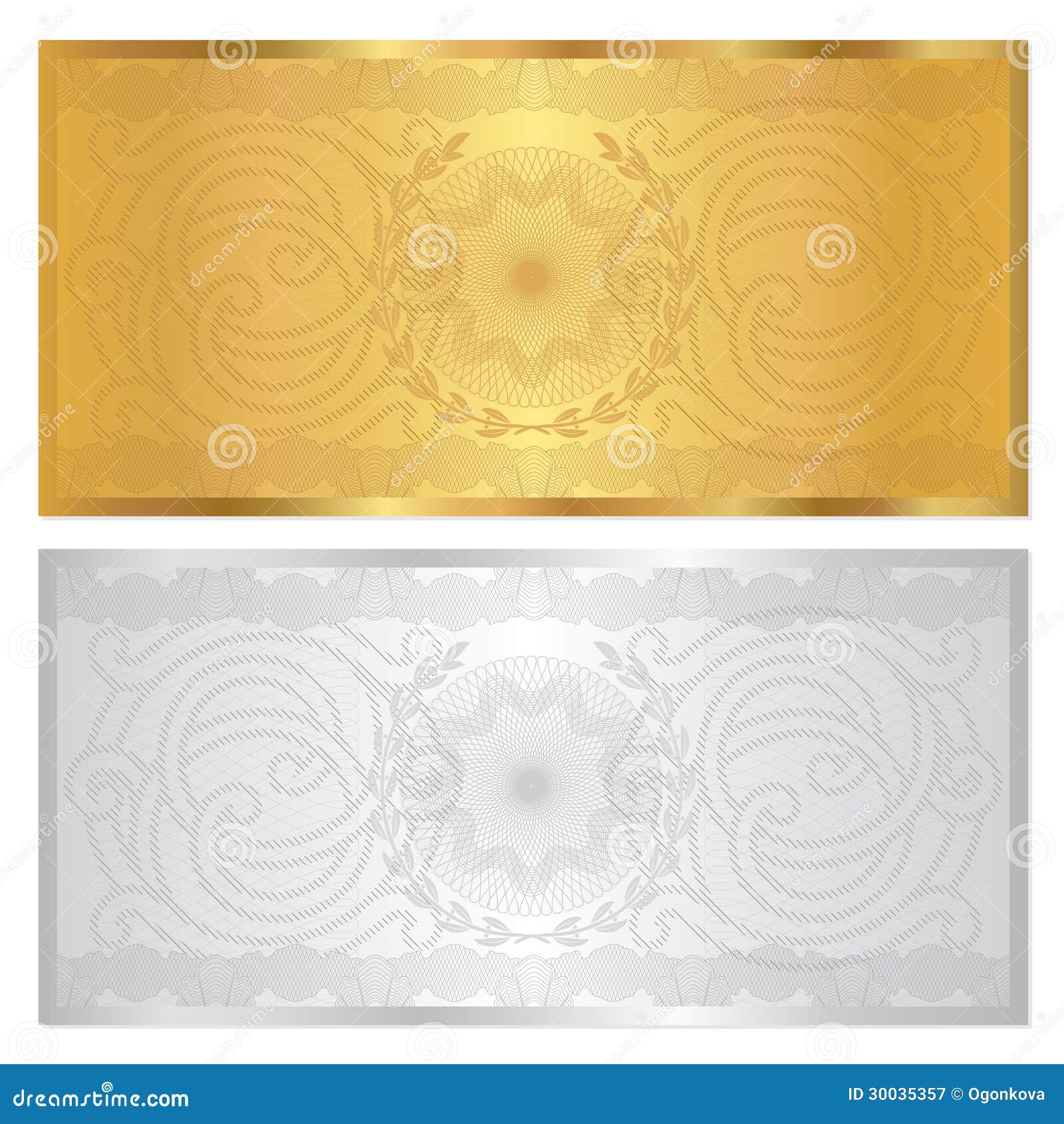 silver / gold voucher template. guilloche pattern