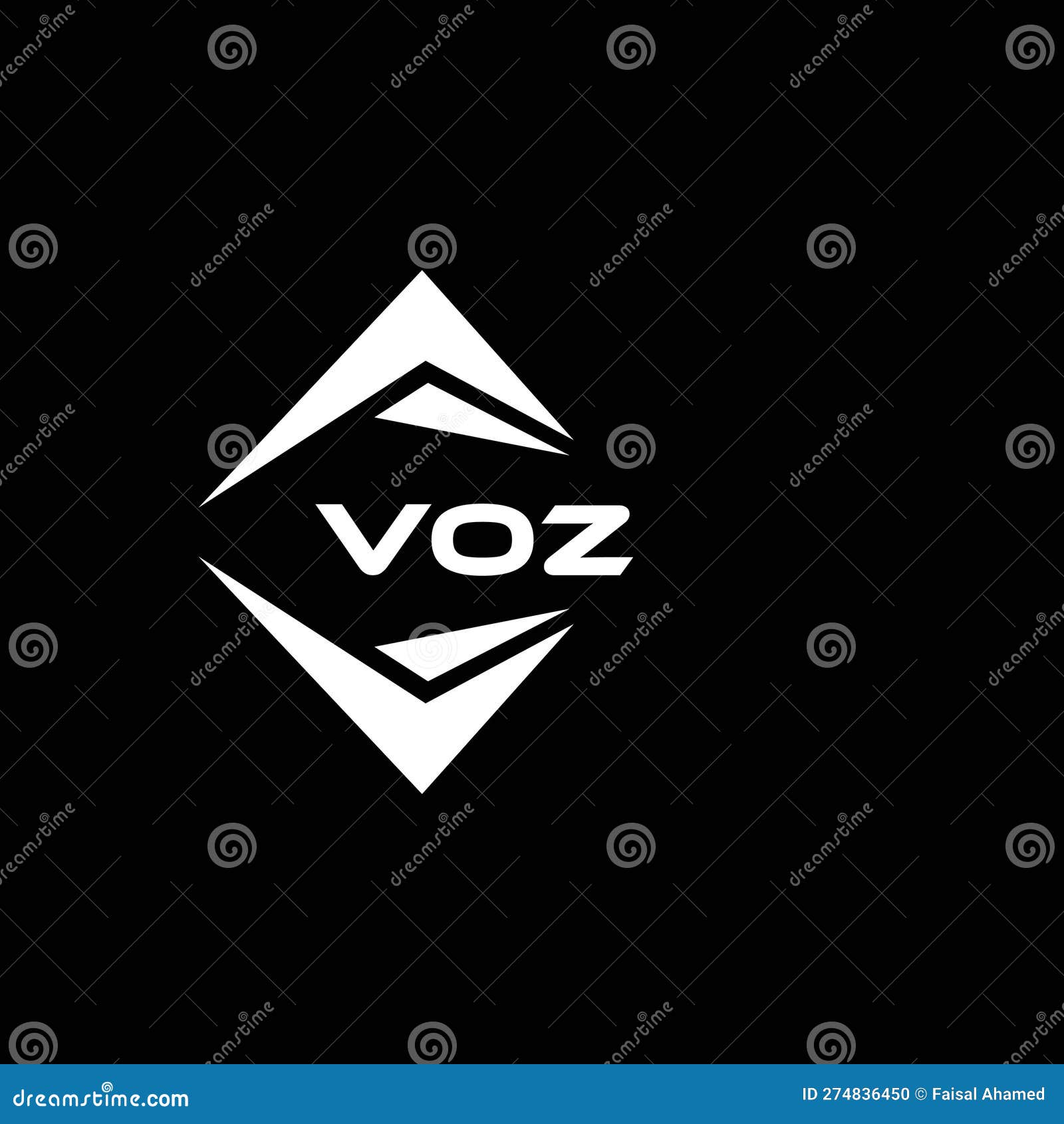 voz abstract technology logo  on black background. voz creative initials letter logo concept