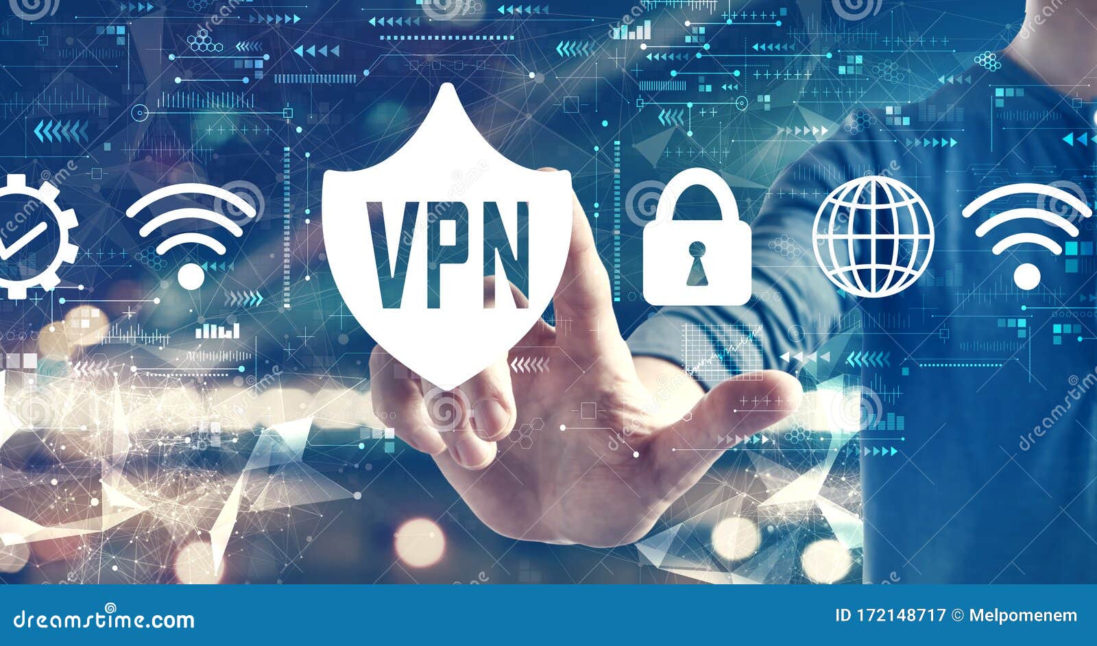 VPN Concept with a Man on City Background Stock Image - Image of  information, people: 172148717
