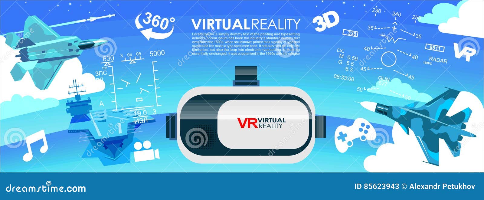 vr glasses 3d virtual reality icons