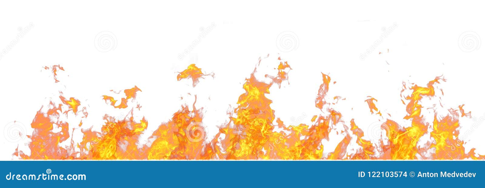 Véritables Flammes De Ligne De Feu Isolées Sur Fond Noir. Mur