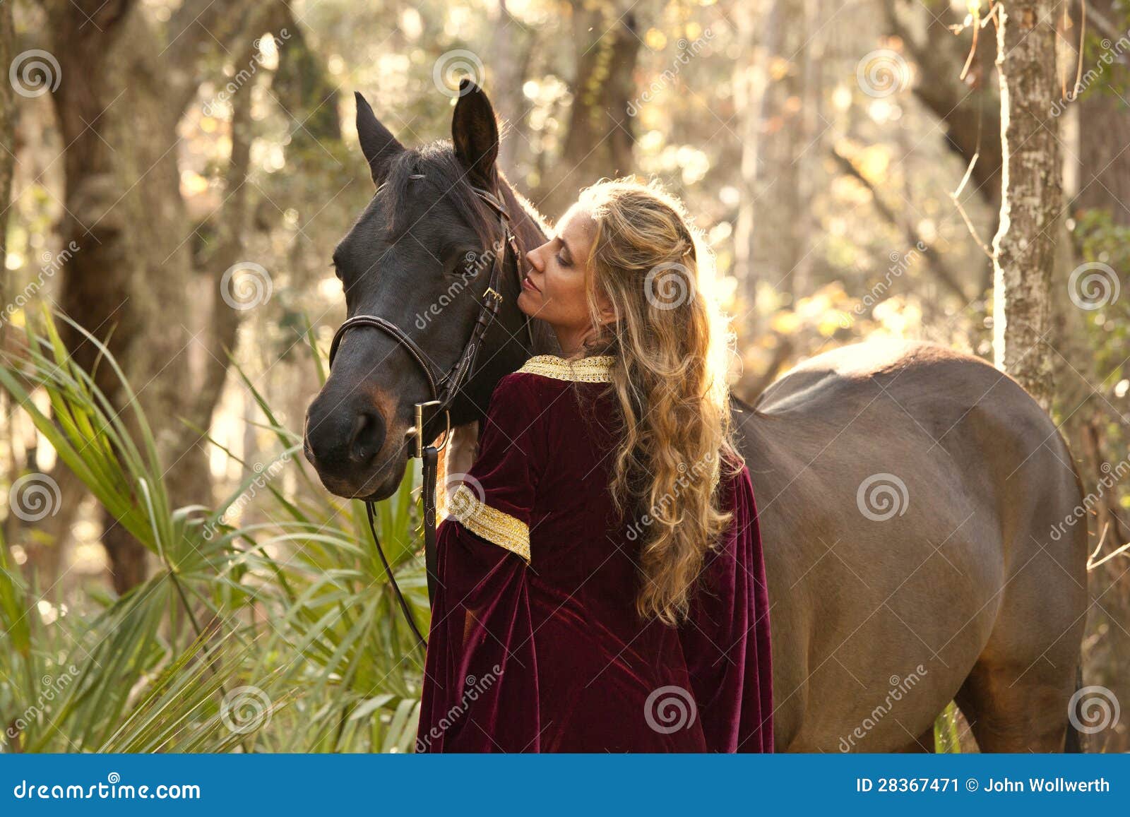 Ale Misverstand Oefenen Vrouw in Middeleeuwse Kleding Met Paard Stock Afbeelding - Image of donker,  kaukasisch: 28367471