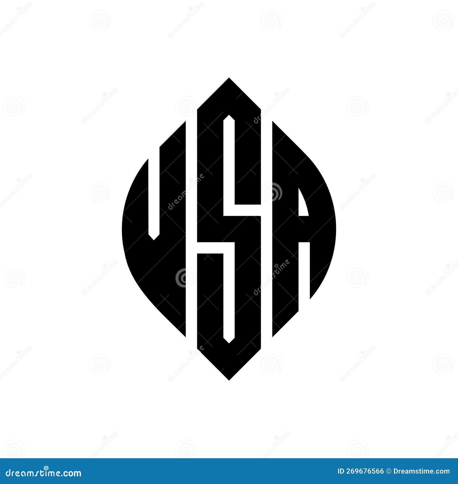 vsa circle letter logo  with circle and ellipse . vsa ellipse letters with typographic style. the three initials form a