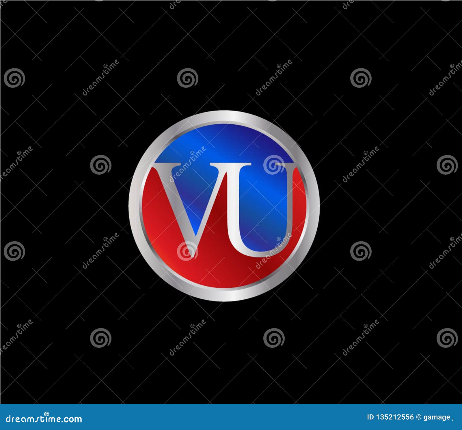 vu initial circle  silver red blue color later logo 