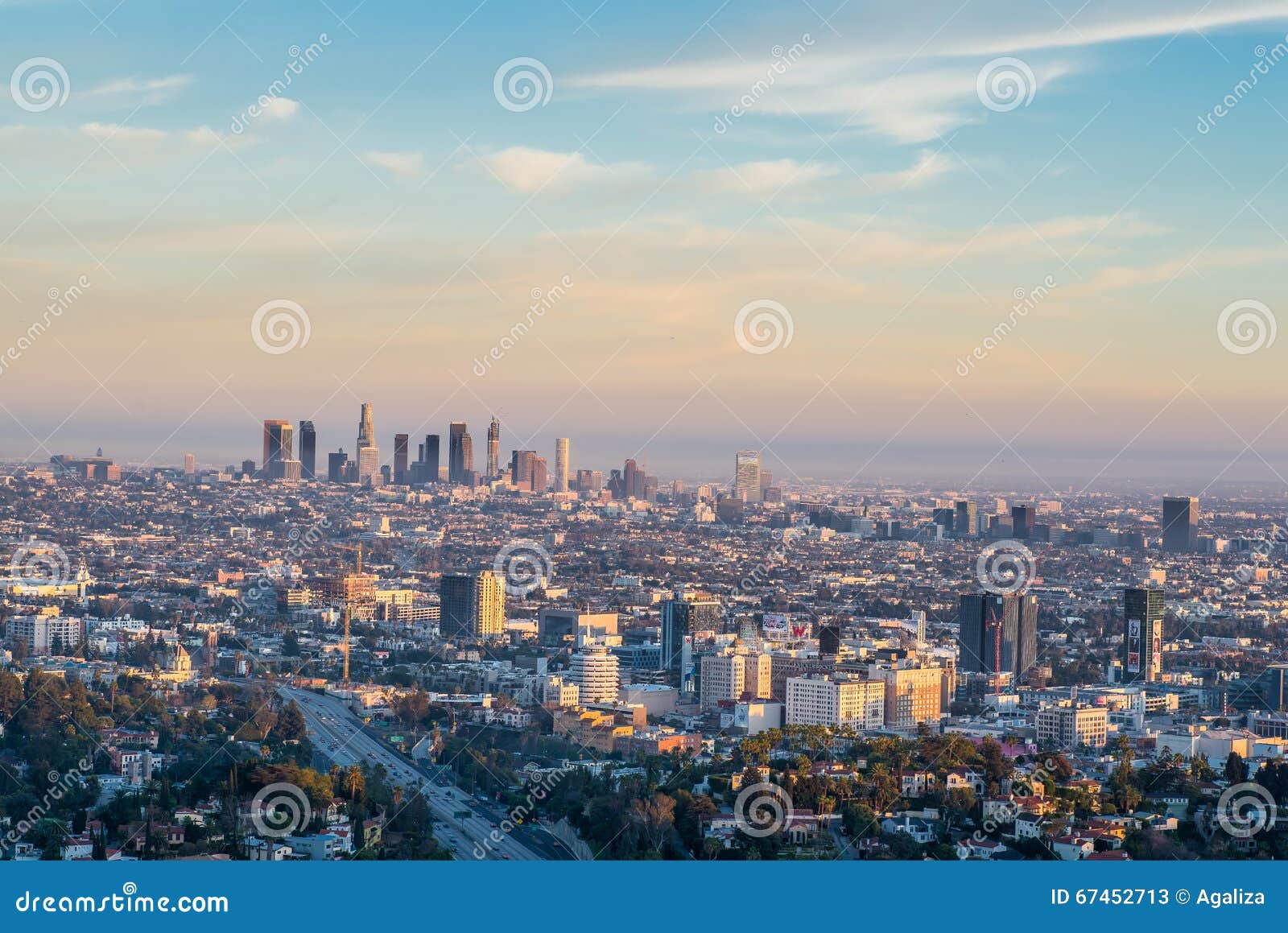 Vue Dor Dheure De Coucher Du Soleil De Los Angeles Du