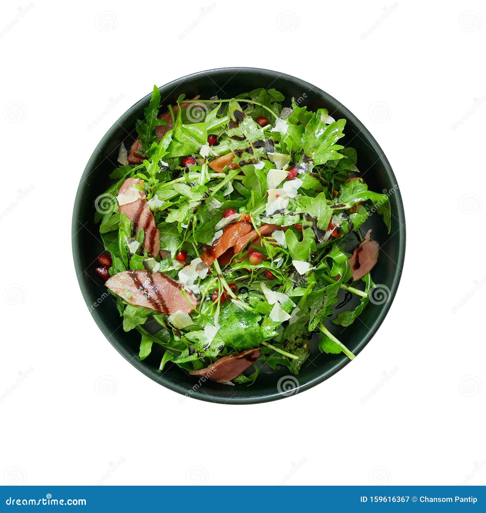 Vue D'en Haut De La Salade De Légumes Verts Frais Avec Des Graines De  Canard Fumé Tranché Et De Grenade Rouge Et Du Fromage Parme Image stock -  Image du régime, fromage