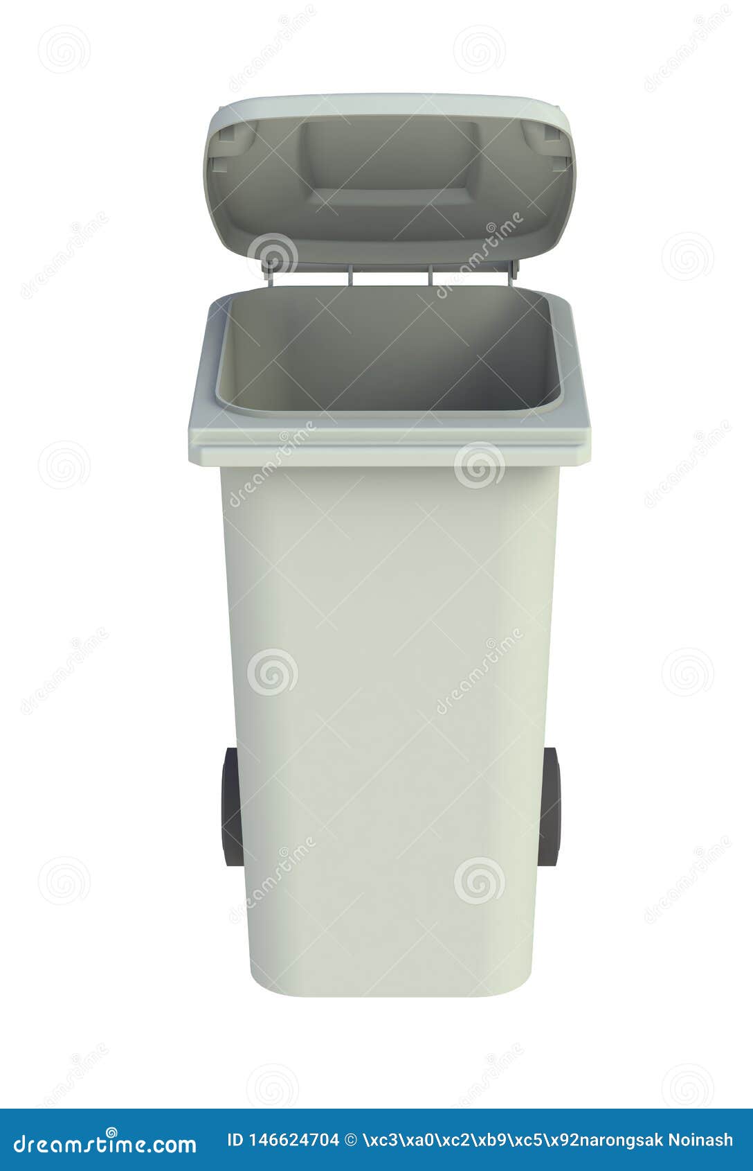 Vue De Face De Poubelle Grise De Wheelie De Dechets Avec Un Couvercle Ouvert Illustration Stock Illustration Du Personne Perte