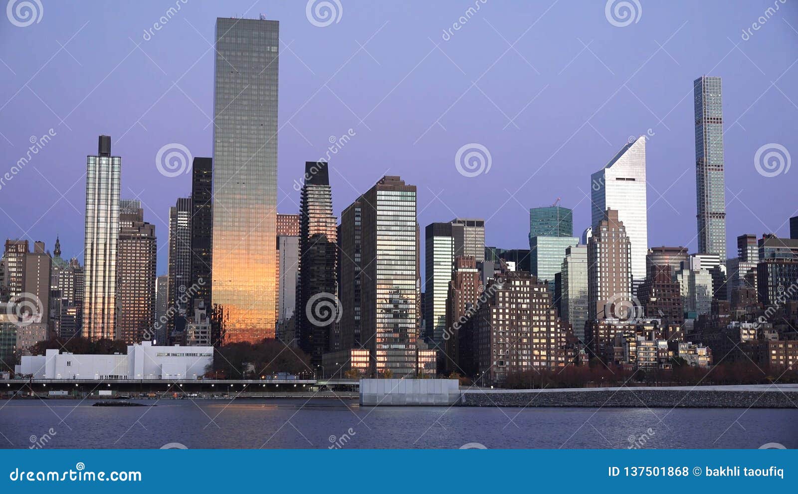 Vue Panoramique Dhorizon De Coucher Du Soleil De New York