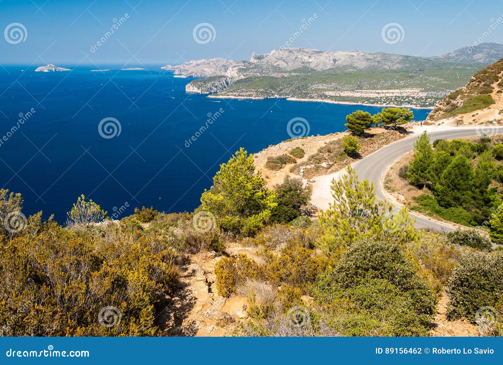 Vue panoramique du littoral près du cassis vu du DES Cretes Provence, France d'itinéraire
