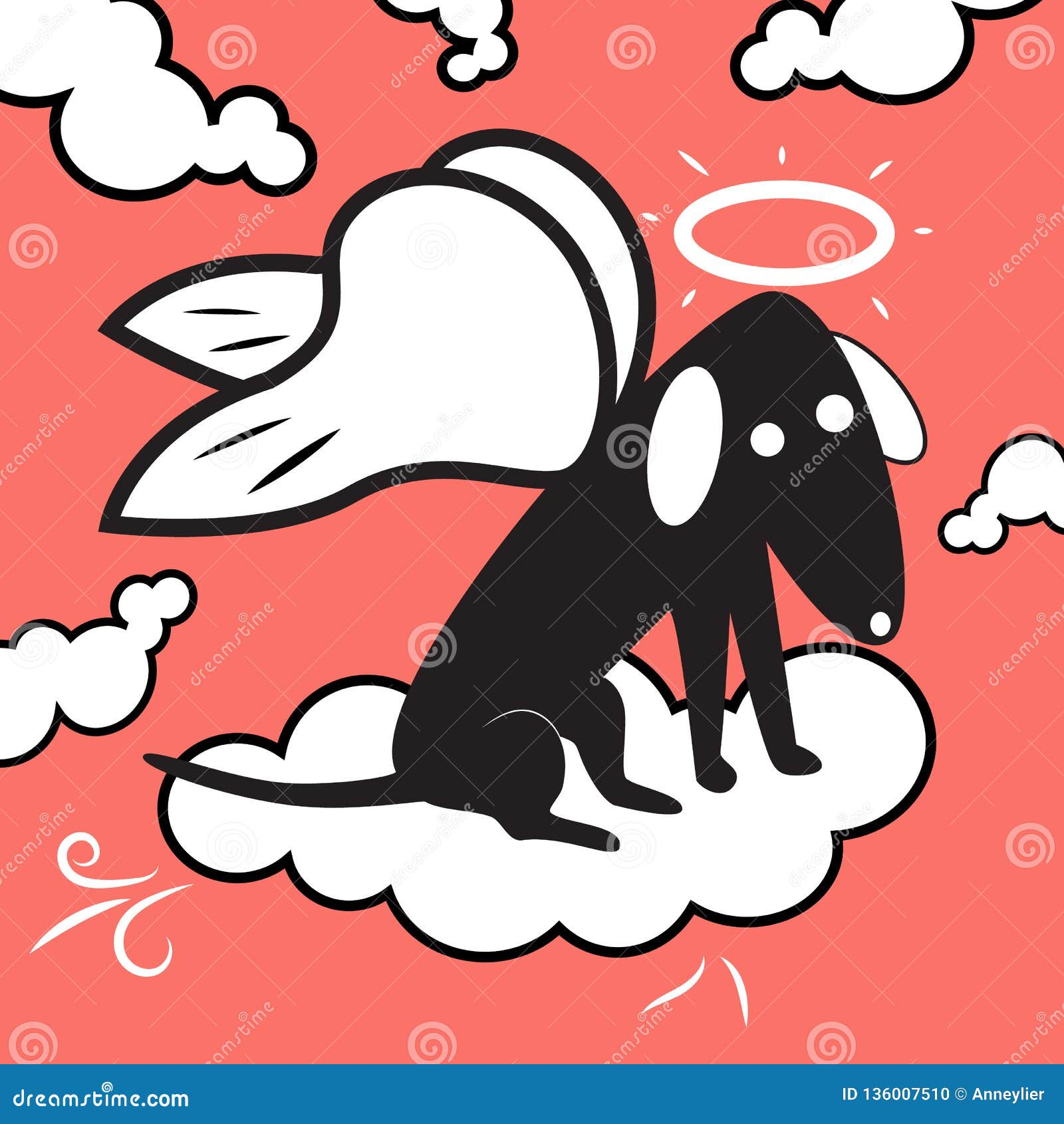 Vuelo Del Perro Del ángel En El Cielo Ilustración del Vector - Ilustración  de coral, mascota: 136007510