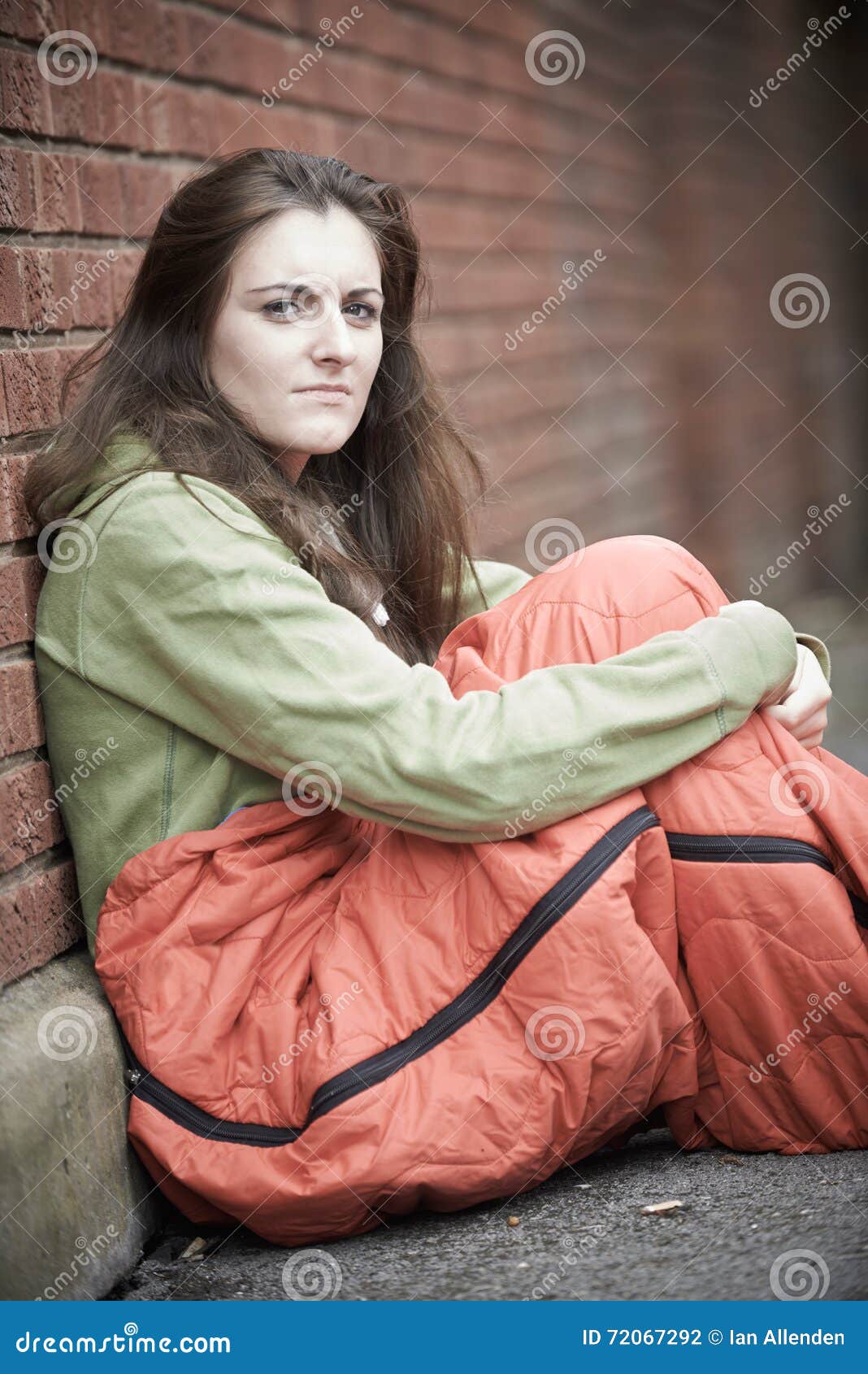 Vulnerable Teenage Girl Sleeping on the Street Stock Photo - Image of ...