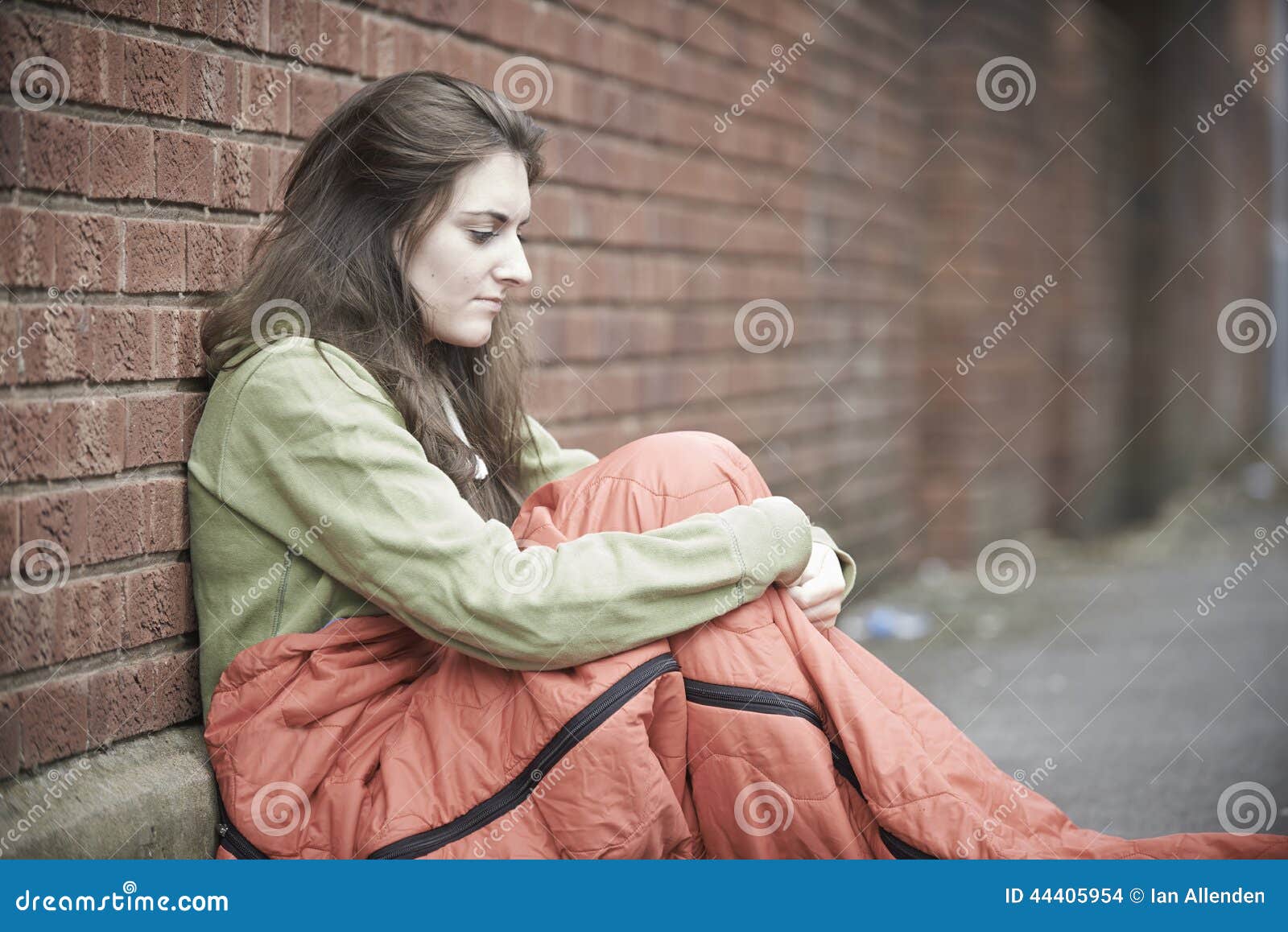 vulnerable teenage girl sleeping on the street