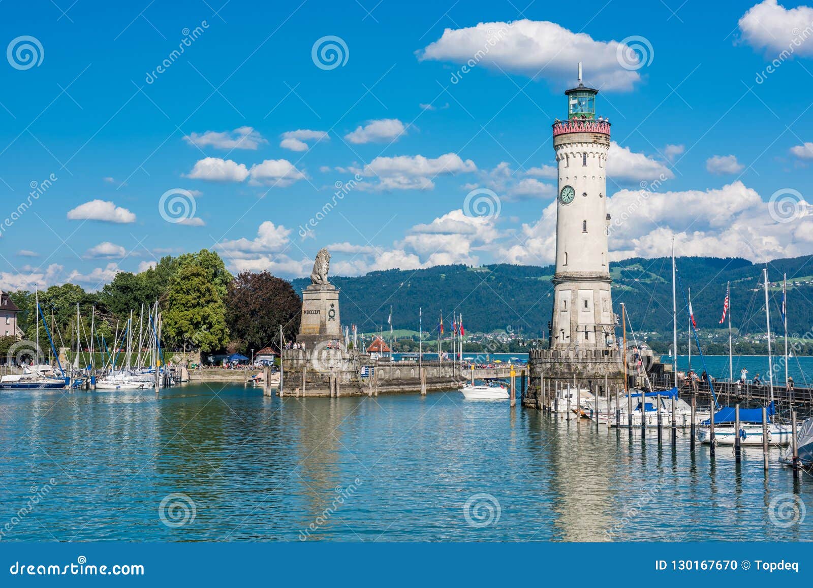 Vuurtoren Van Lindau In Het Meer Van Konstanz, Bodensee Redactionele