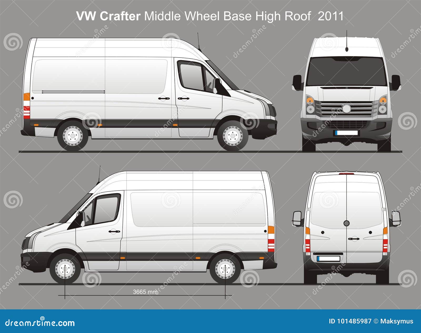 VW Crafter MWB Delivery Van Blueprint Editorial Photography