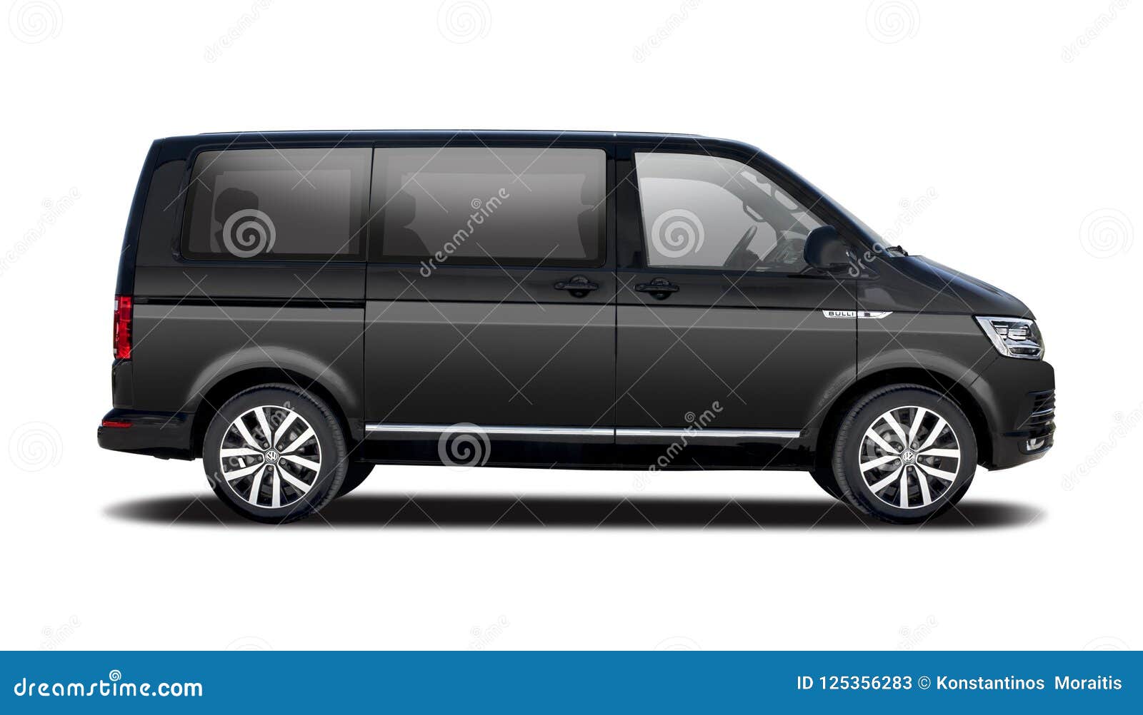 VW T5 Transporter van, side view isolated on white background, 22