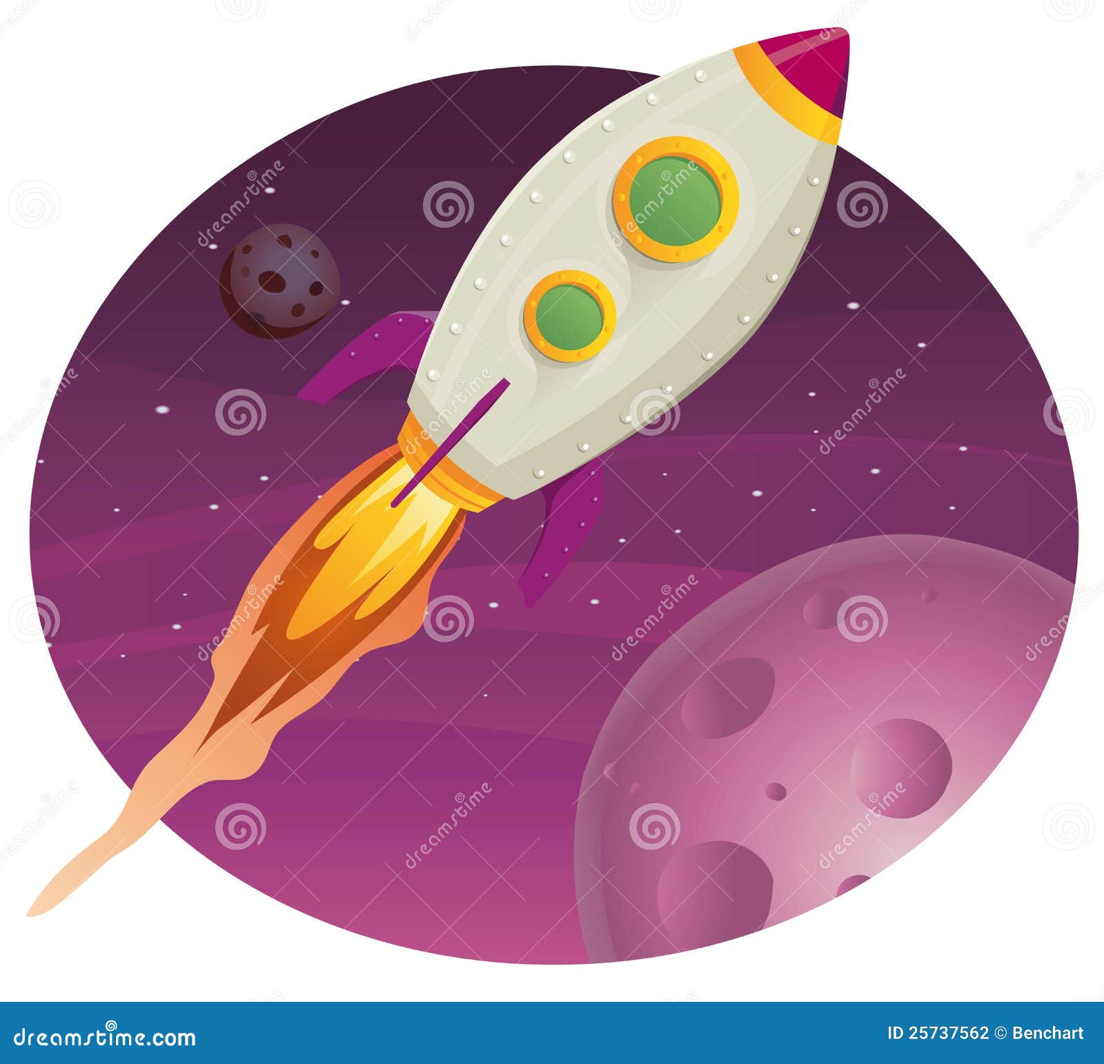 Vôo Do Navio De Rocket No Espaço Ilustração do Vetor Ilustração de