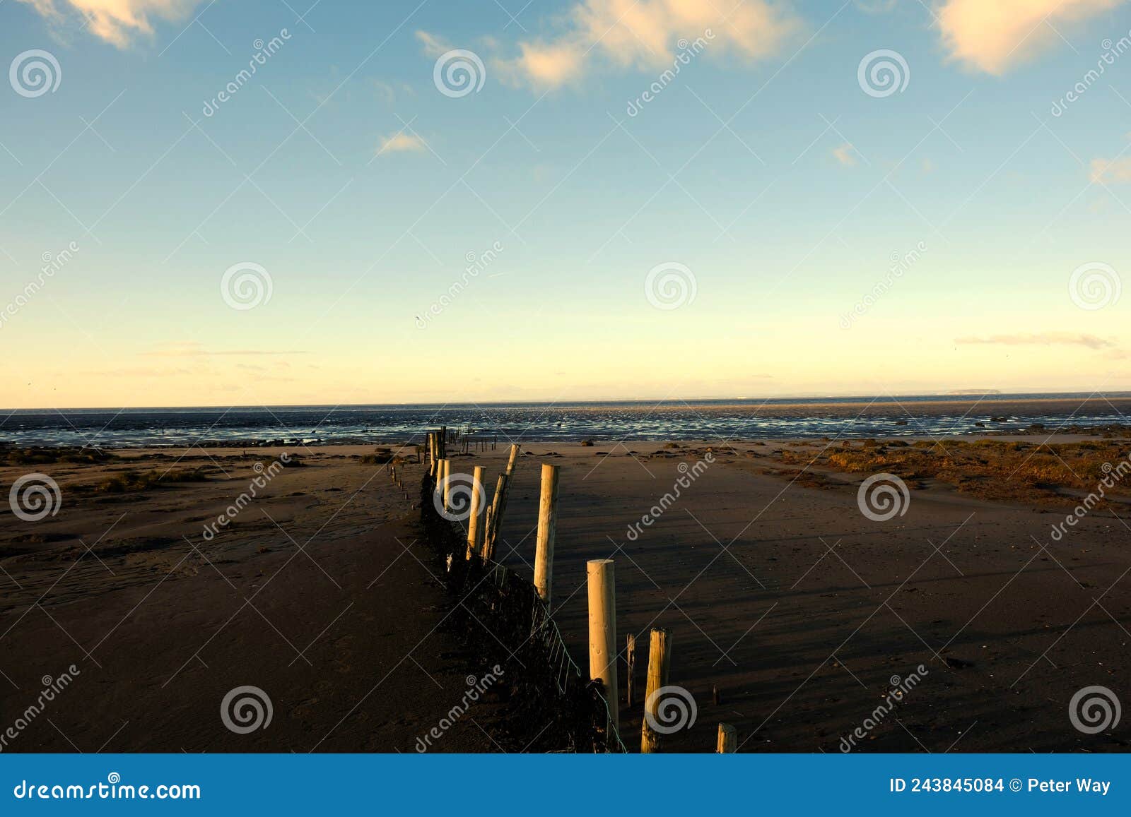 stert beach in somerset looking towards wales